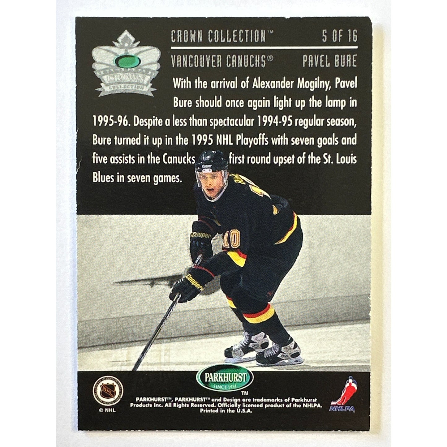 1995-96 Parkhurst Pavel Bure Crown Collection | Local Legends Cards & Collectibles