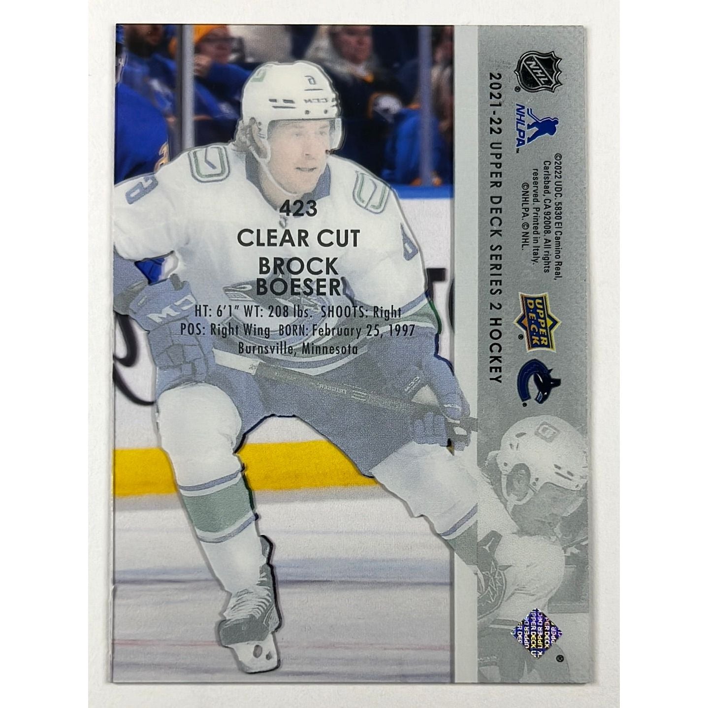 2021-22 Series 2 Brock Boeser Clear Cut | Local Legends Cards & Collectibles