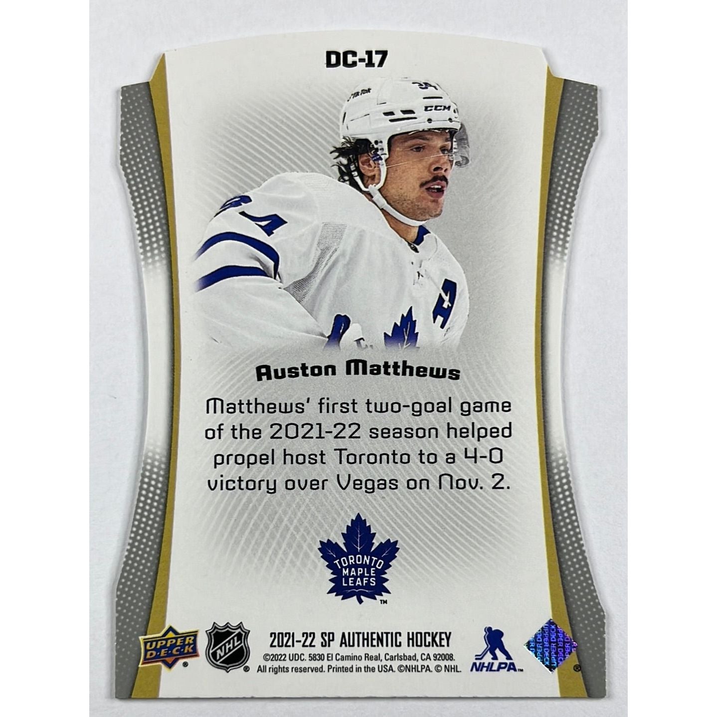 2021-22 SP Authentic Auston Mathews Die Cut | Local Legends Cards & Collectibles