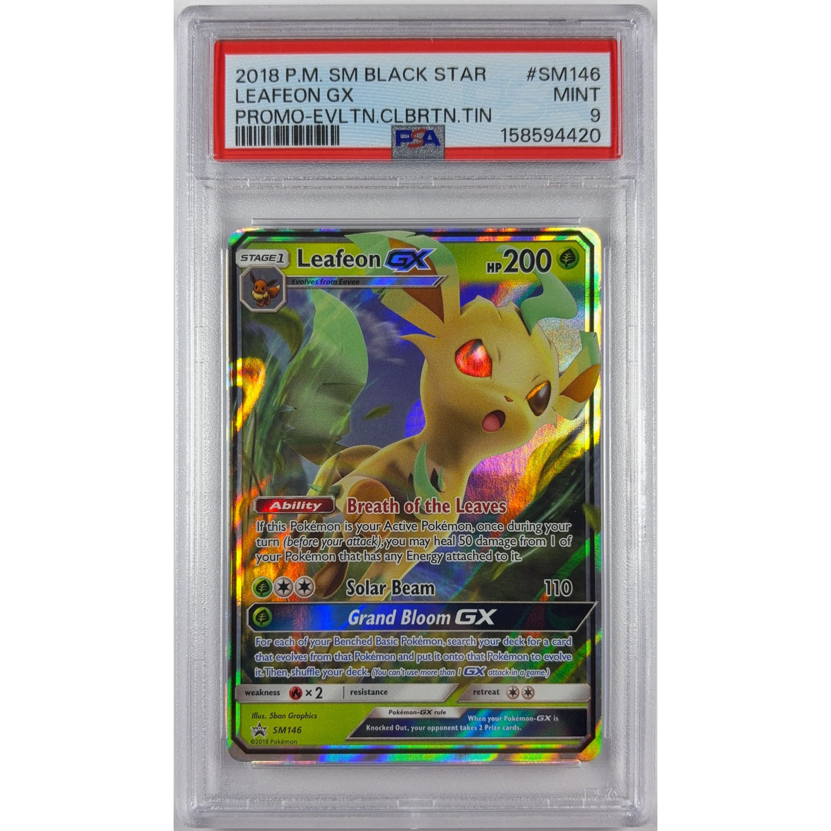 Leafeon GX Holo Black Star SM146 PSA 9 MINT