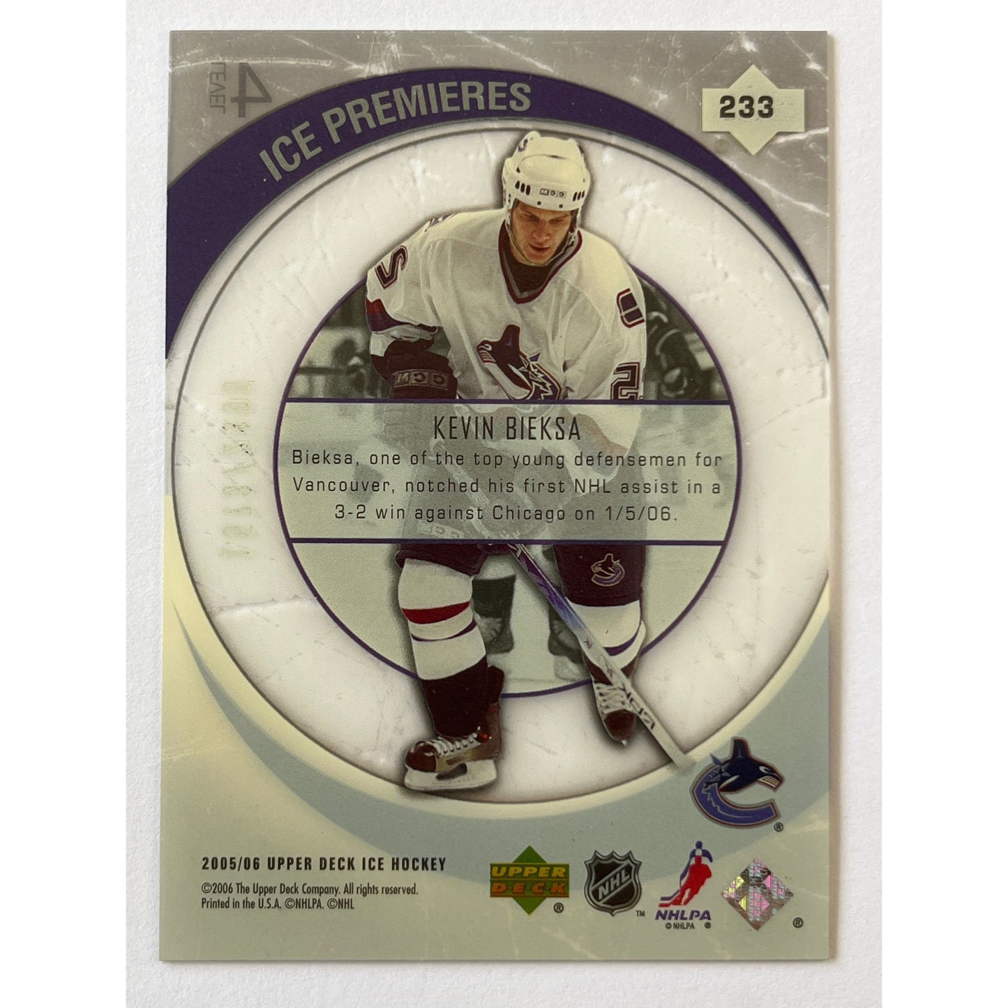2005-06 Ice Kevin Bieska Ice Premiers Level 4 Acetate RC /2999 | Local Legends Cards & Collectibles