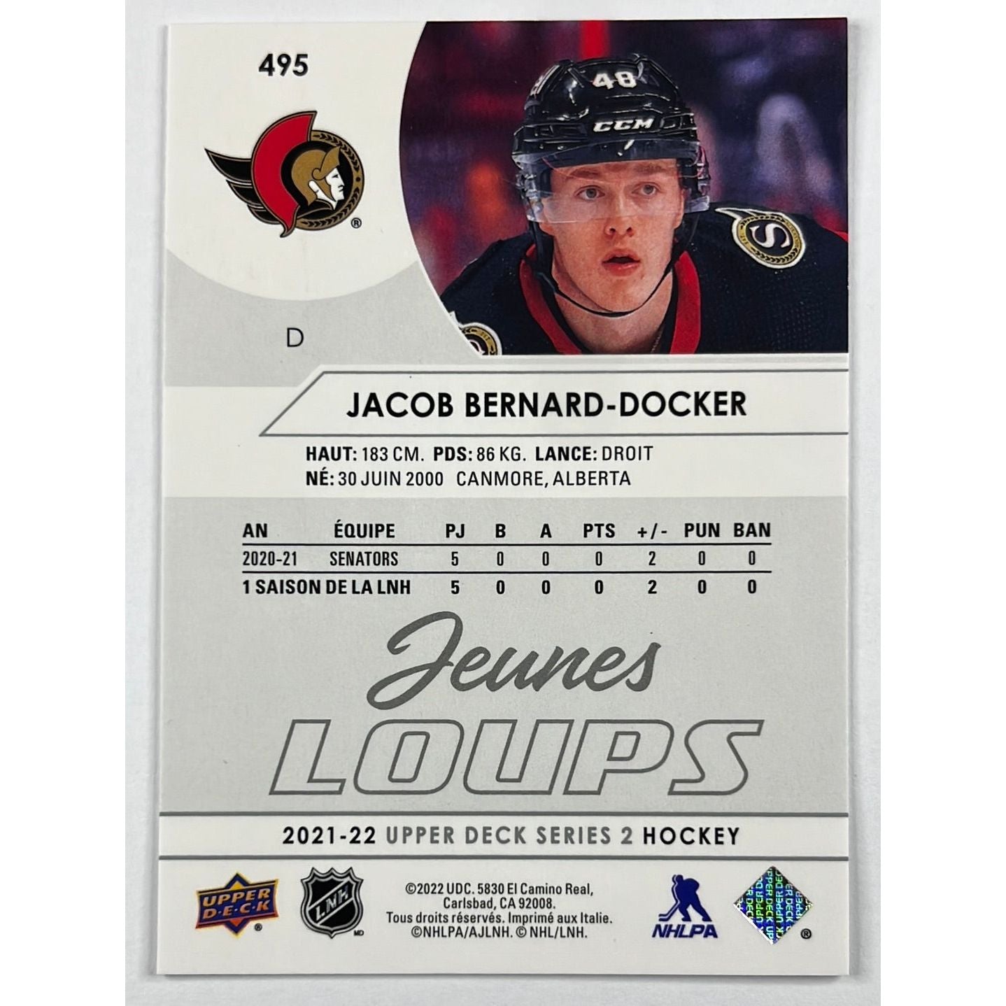 2021-22 Series 2 Jacob Bernard-Docker Young Guns French | Local Legends Cards & Collectibles
