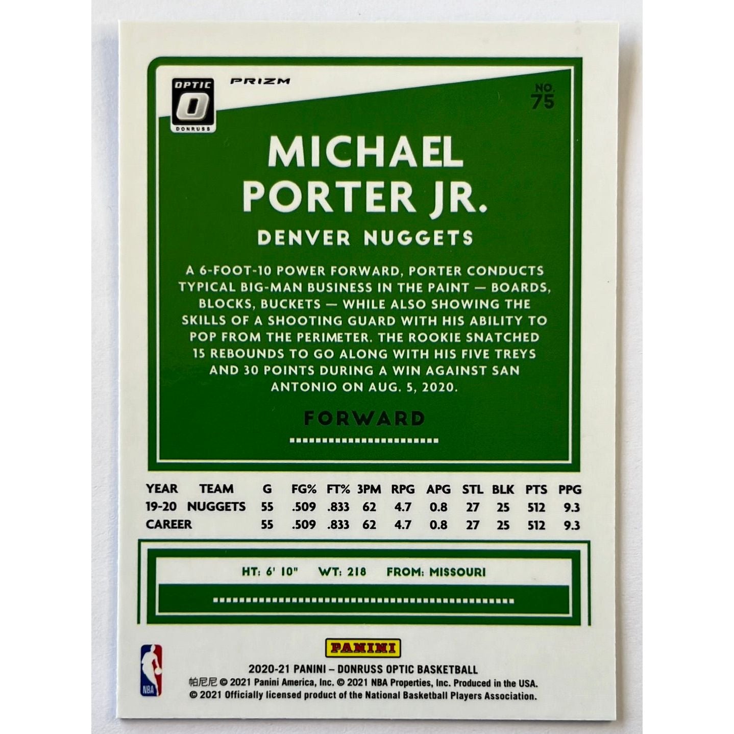 2020-21 Optic Michael Porter Jr Blue Velocity Prizm | Local Legends Cards & Collectibles