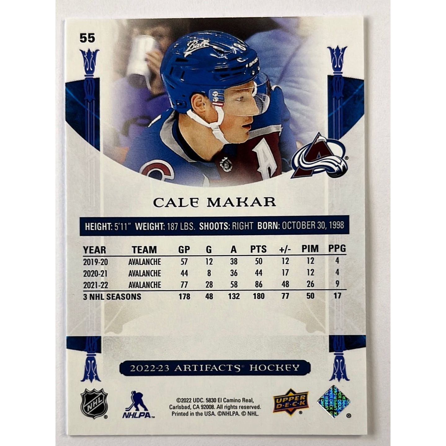 2022-23 Artifacts Cale Makar Teal Parallel | Local Legends Cards & Collectibles