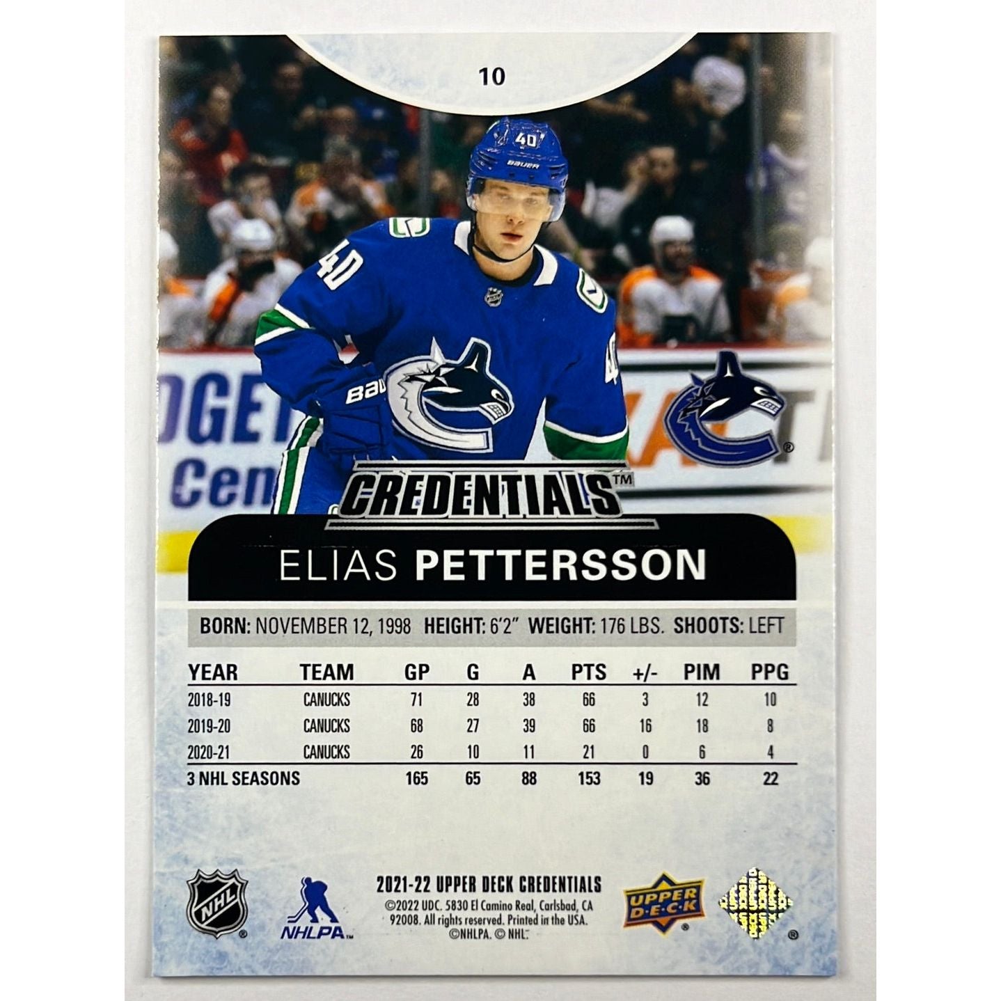 2021-22 Credentials Elias Pettersson /299 | Local Legends Cards & Collectibles