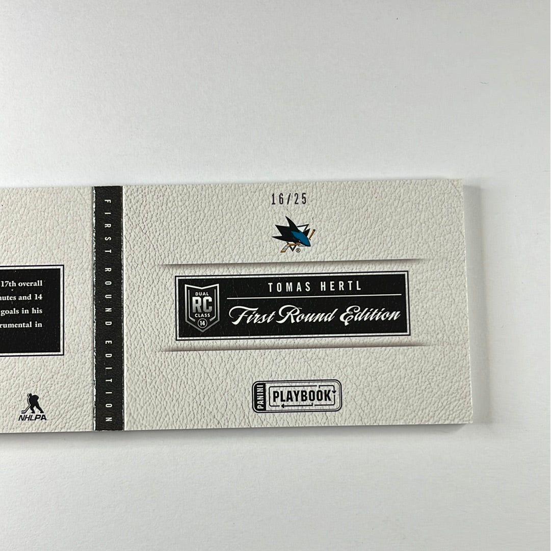2013-14 Panini Playbook Tomas Hertl 1st round Edition Rookie Patch Auto Booklet /25 | Local Legends Cards & Collectibles