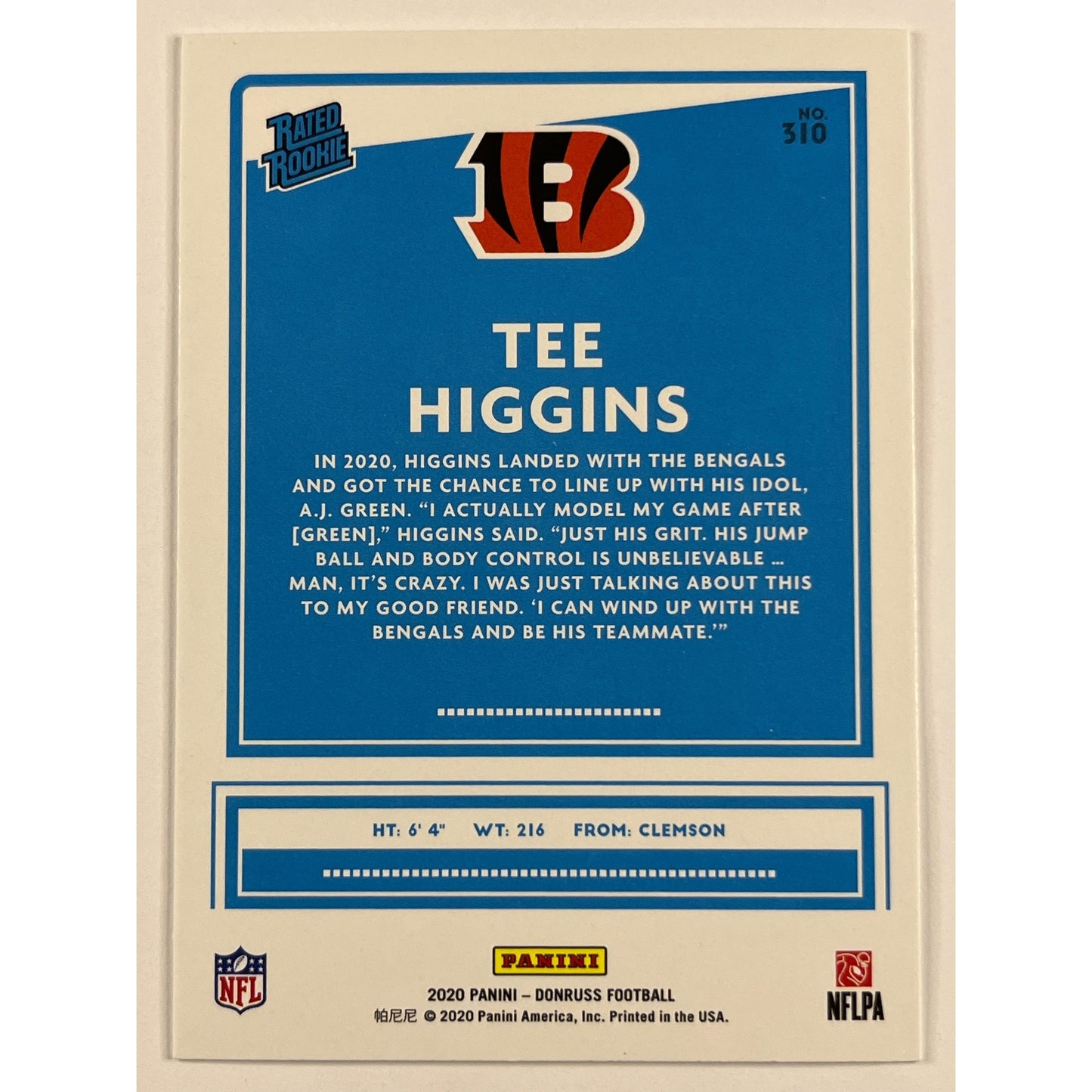 2020 Donruss Tee Higgins Rated Rookie | Local Legends Cards & Collectibles