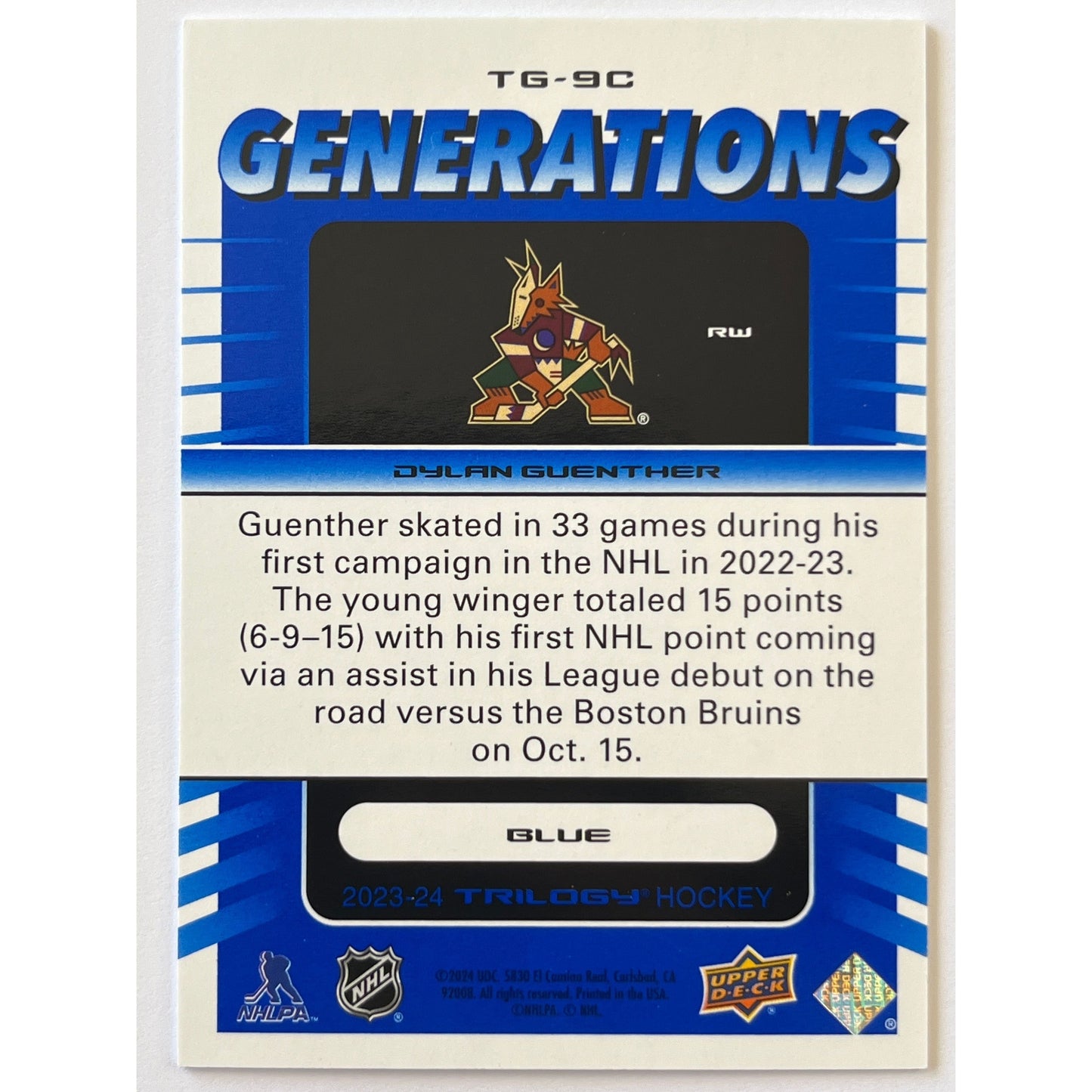 2023-24 Trilogy Dylan Guenther Generations RC /349 | Local Legends Cards & Collectibles