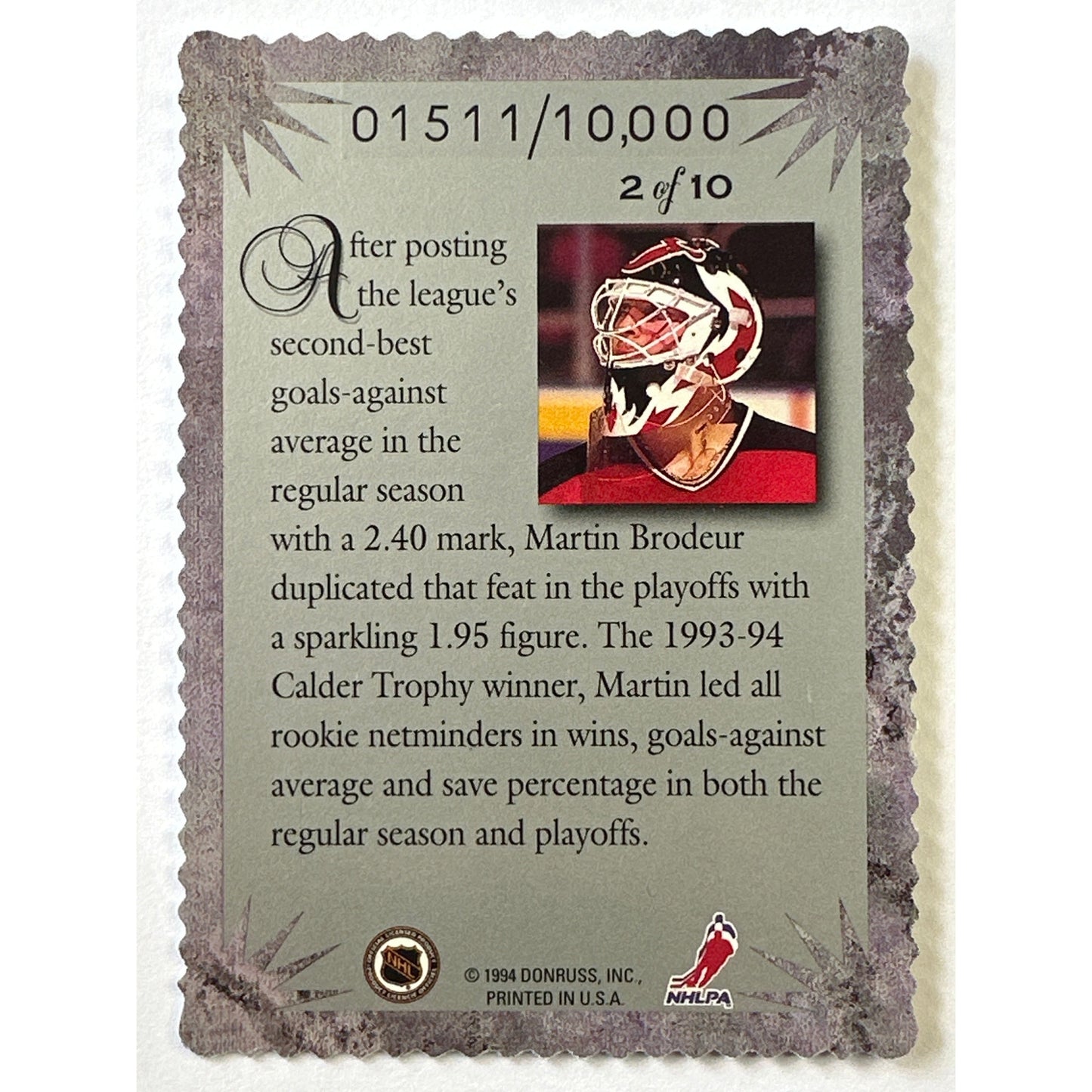 1994 Donruss Elite Series Martin Brodeur Die Cut Silver Holo /10,000 | Local Legends Cards & Collectibles