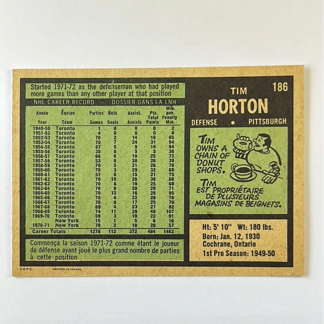 1971-72 O-Pee-Chee Tim Horton #186 | Local Legends Cards & Collectibles
