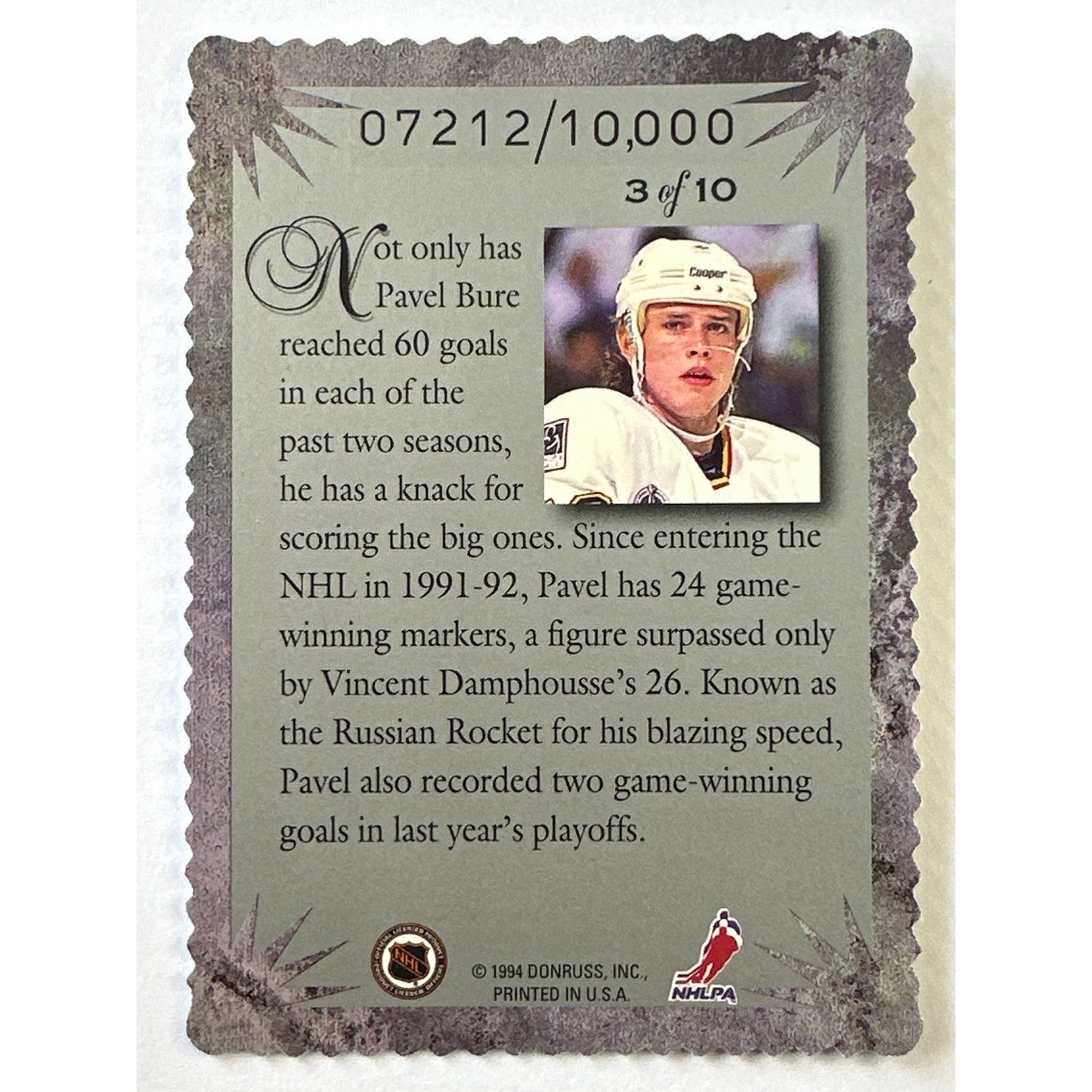 1994 Donruss Elite Series Pavel Bure Die Cut Silver Holo /10,000 | Local Legends Cards & Collectibles