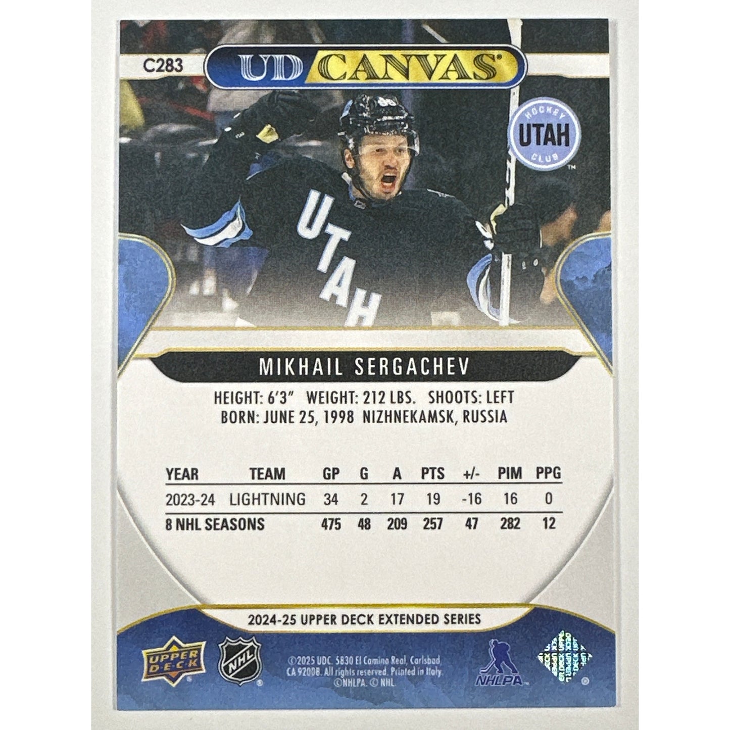 2024-25 Upper Deck Extended Series Mikhail Sergachev UD Canvas | Local Legends Cards & Collectibles