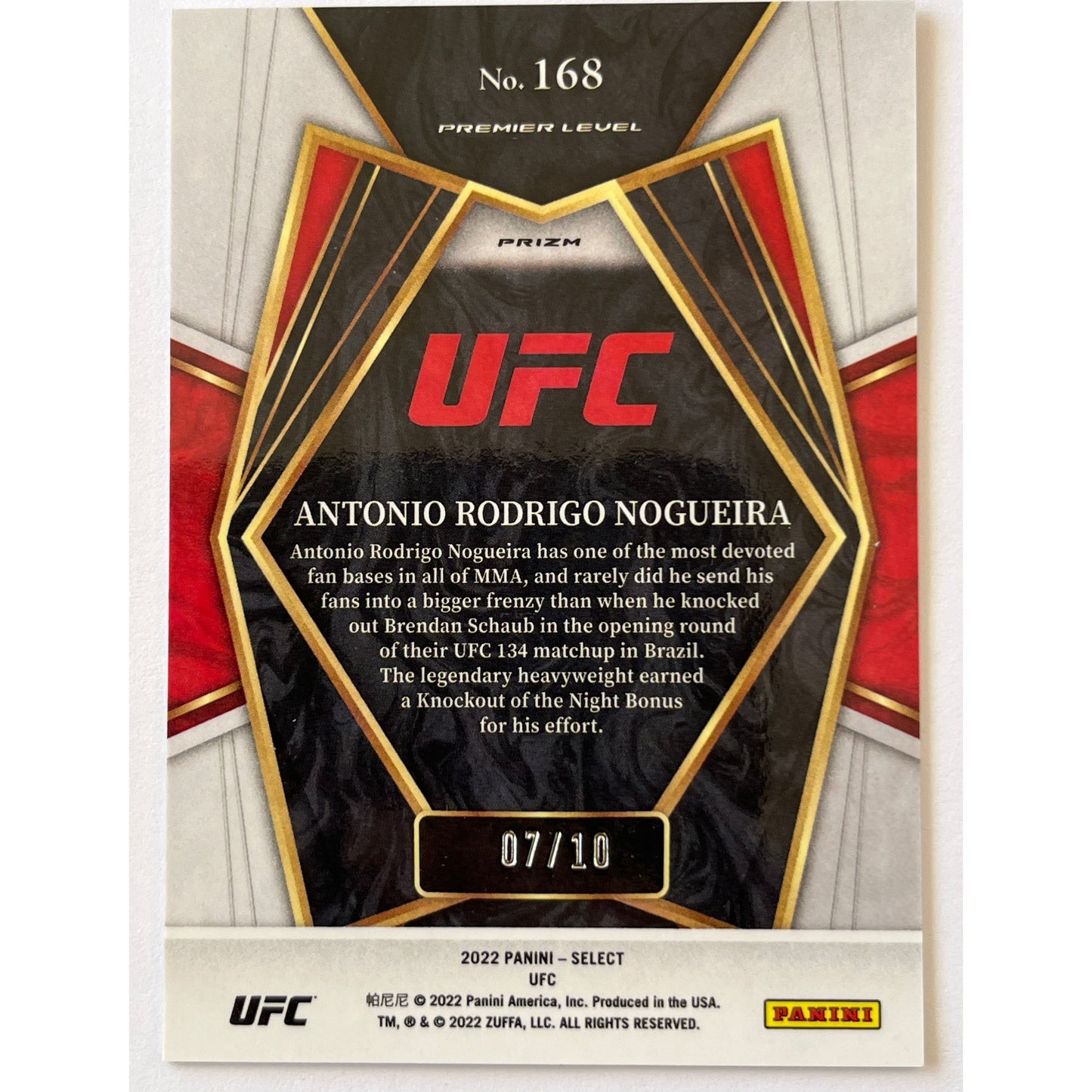 2022 Select Antonio Rodrigo “Big Nog” Nogueira Gold Flash Prizm /10 | Local Legends Cards & Collectibles