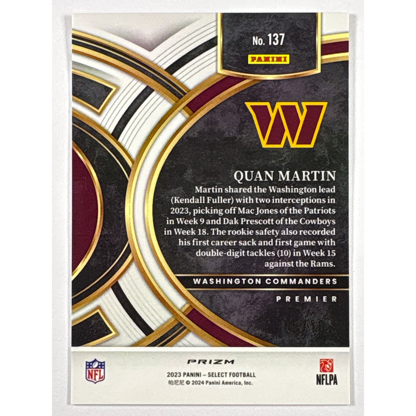 2023 Select Quan Martin Premier Level Gold Disco Prizm /10 | Local Legends Cards & Collectibles