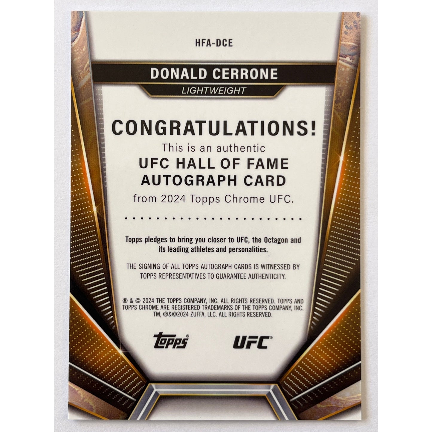 2024 Topps Chrome Donald “Cowboy” Cerrone Hall Of Fame Autograph Issue | Local Legends Cards & Collectibles