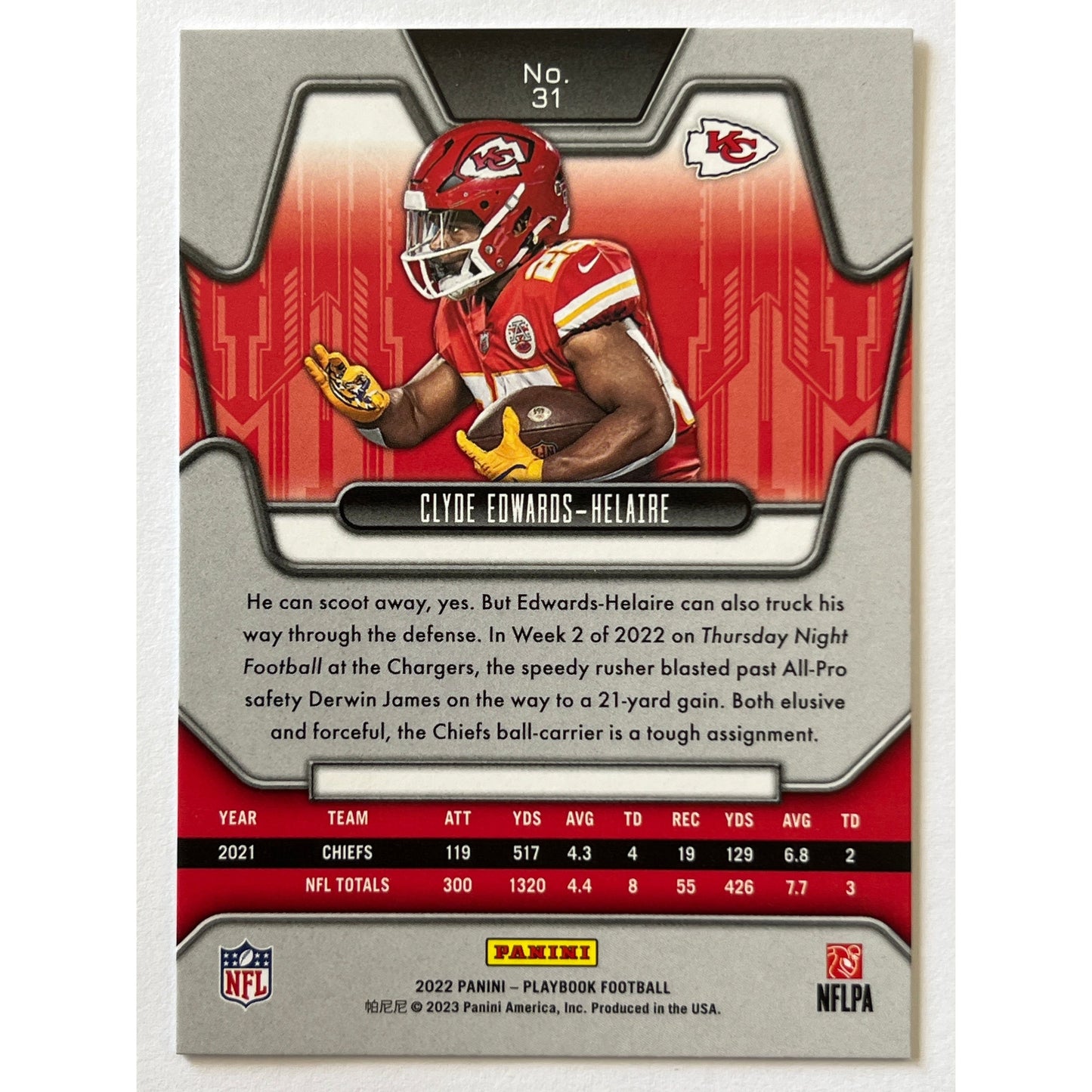 2022 Playbook Clyde Edwards-Helaire Gold Foil /49 | Local Legends Cards & Collectibles