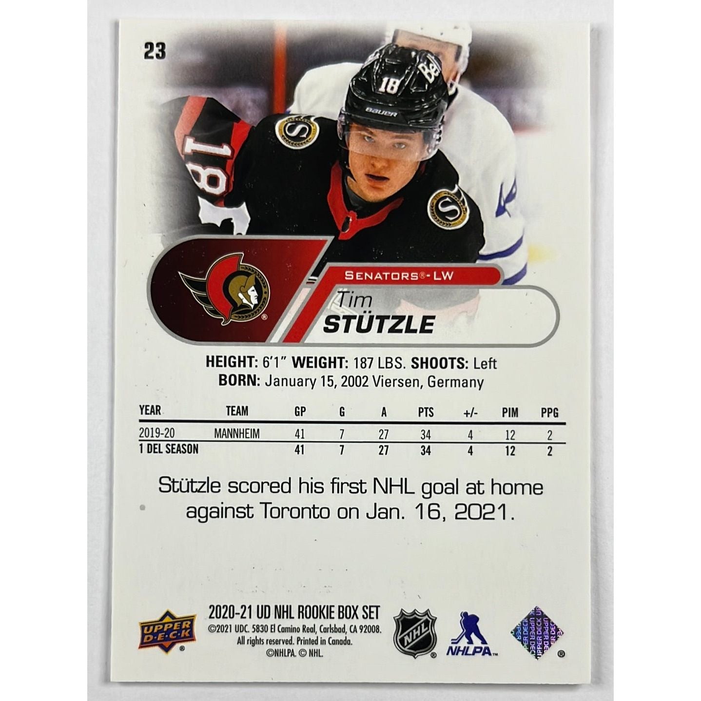 2020-21 Rookie Set Tim Stutzle RC | Local Legends Cards & Collectibles