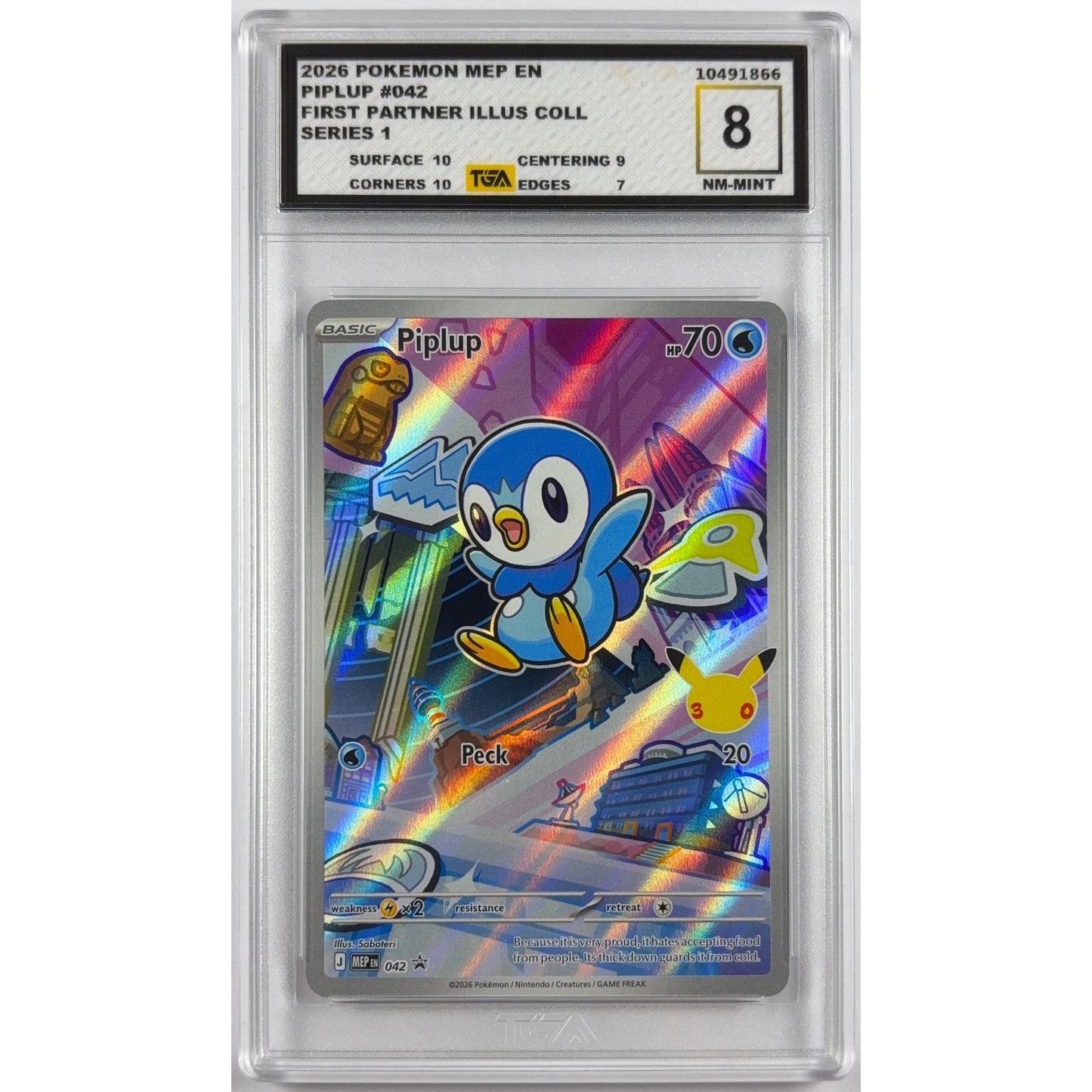 Piplup Holo Black Star Promo 042 TGA 8 NEAR MINT - MINT