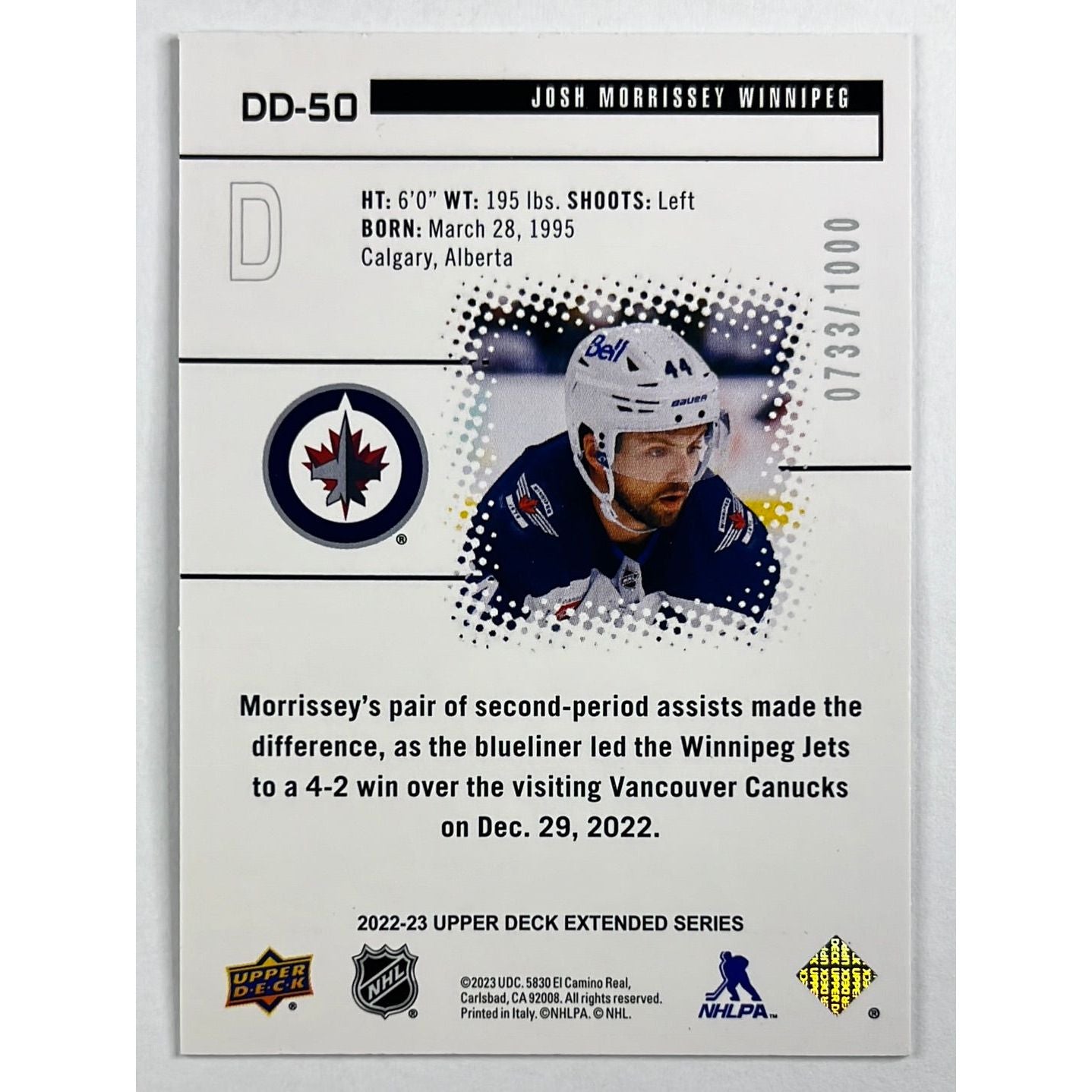 2022-23 Extended Josh Morrisey Diamond Dominance /1000 | Local Legends Cards & Collectibles