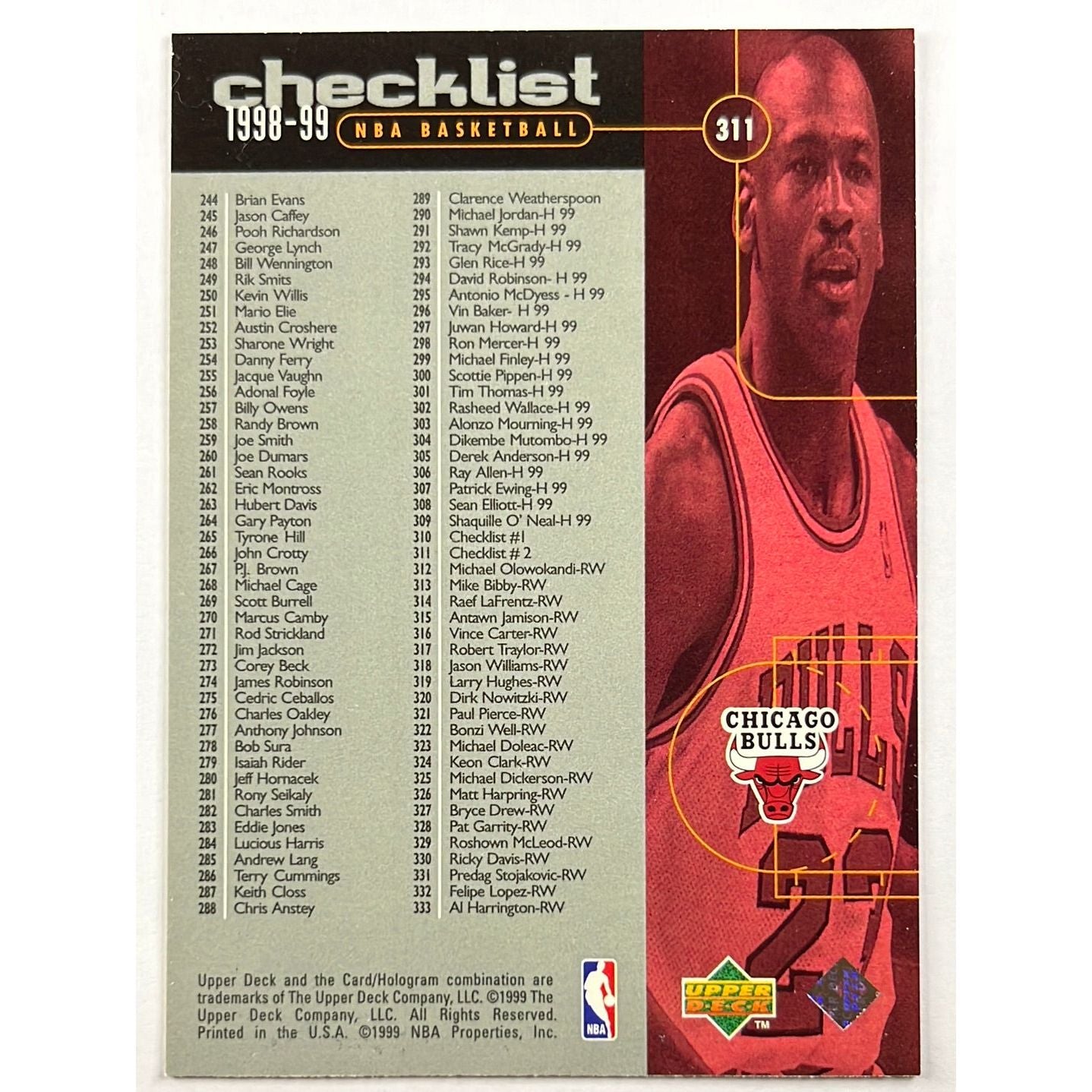 1998-99 Upper Deck Michael Jordan Checklist | Local Legends Cards & Collectibles