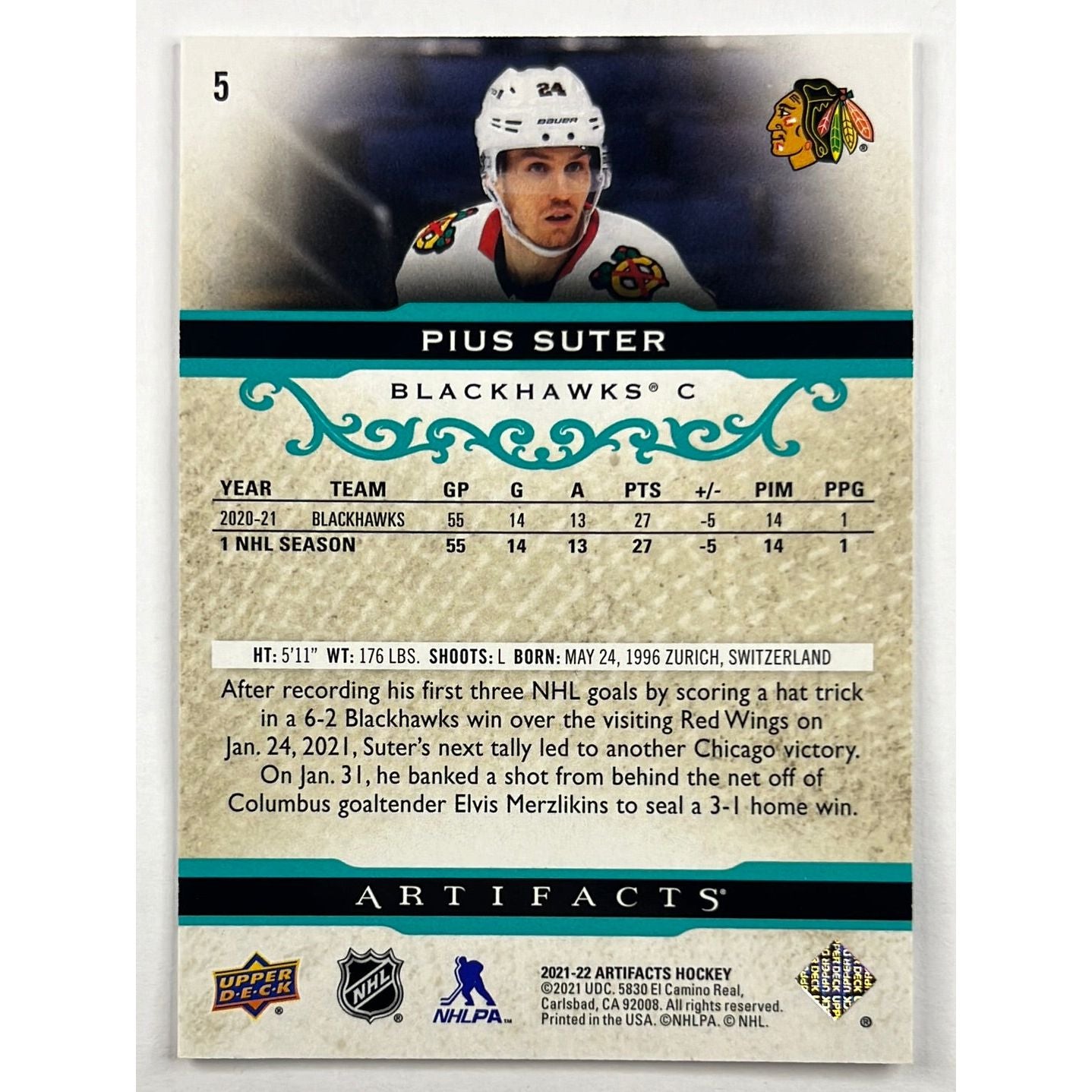 2021-22 Artifacts Pius “Game 6 Sniper” Suter Teal Parallel | Local Legends Cards & Collectibles