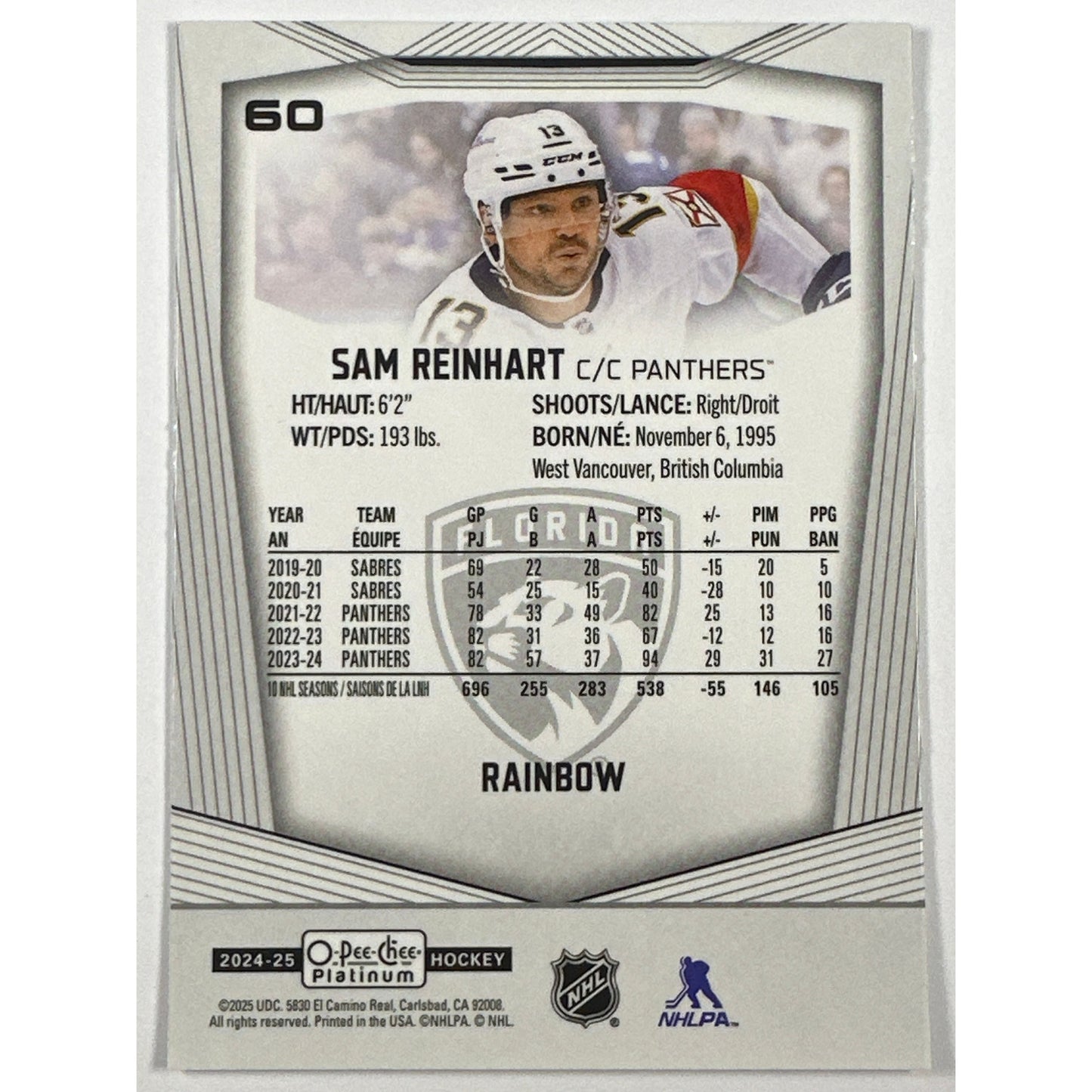 2024-25 O-Pee-Chee Platinum Sam Reinhart Rainbow | Local Legends Cards & Collectibles