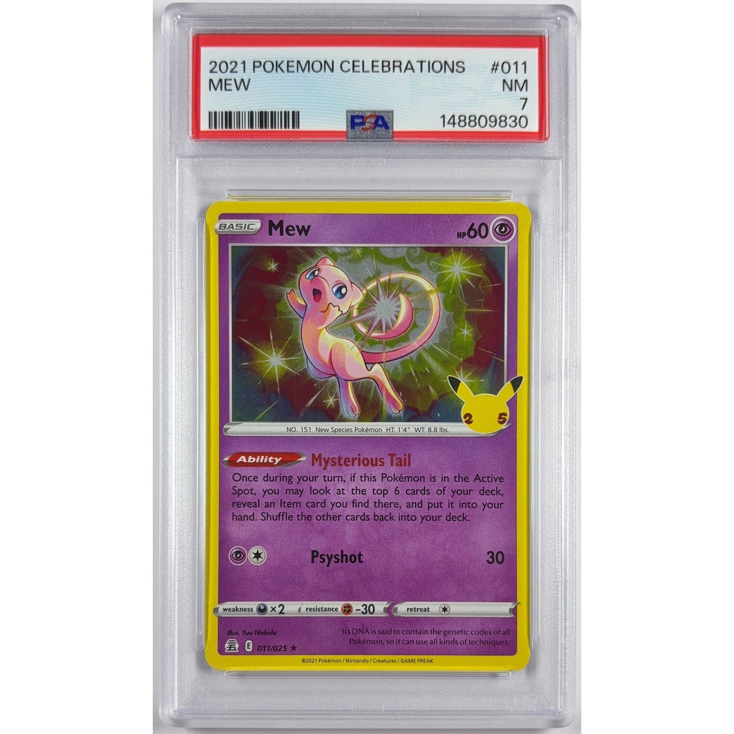 Mew Celebrations Holo Rare 011/025 PSA 7 NEAR MINT