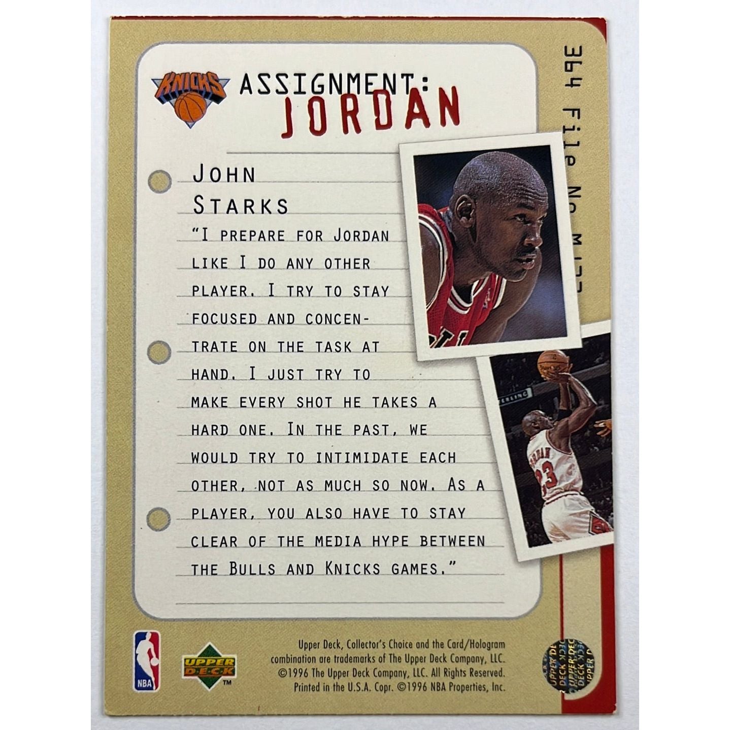 1996-97 Upper Deck Michael Jordan/ John Starks | Local Legends Cards & Collectibles