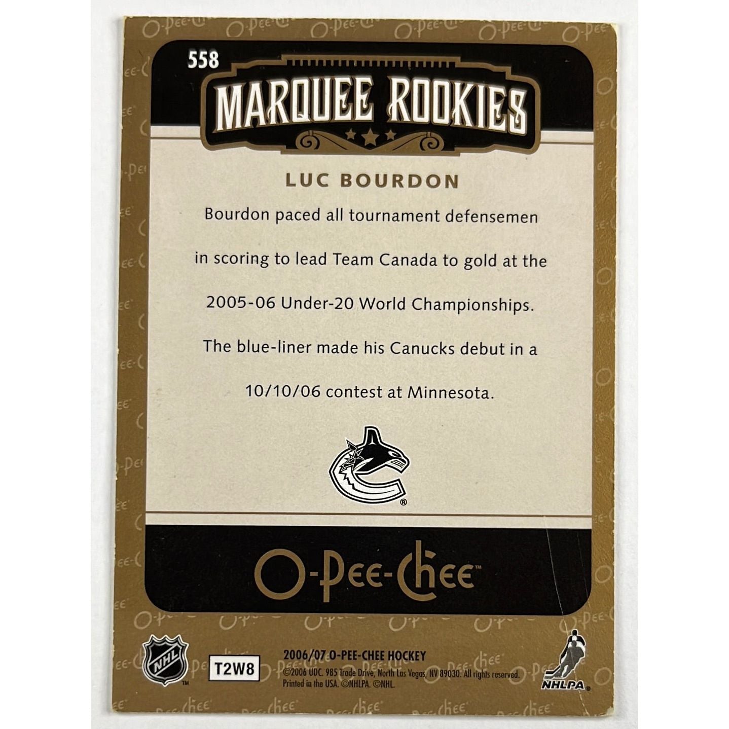 2006-07 O-Pee-Chee Luc Bourdon Marquee Rookies | Local Legends Cards & Collectibles