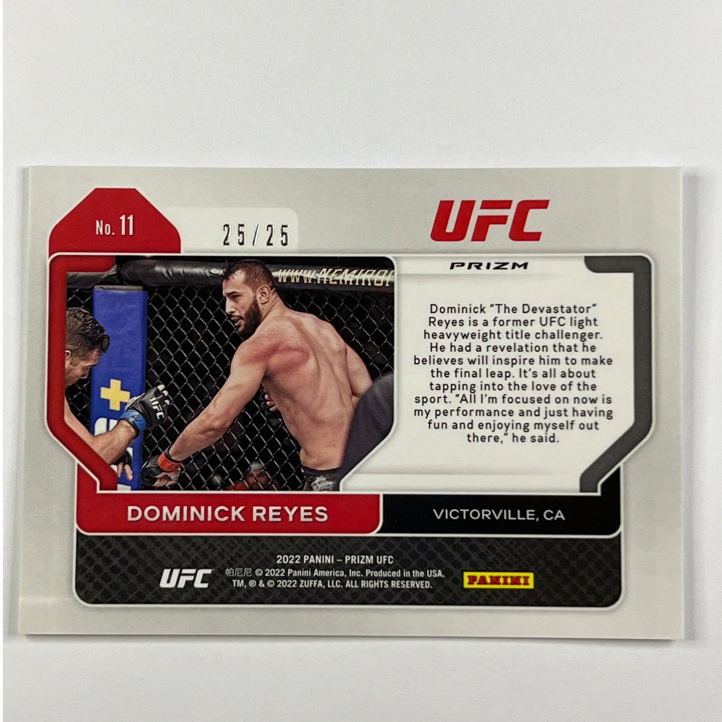 2022 Prizm Dominick Reyes Silver Mojo Prizm 25/25 | Local Legends Cards & Collectibles