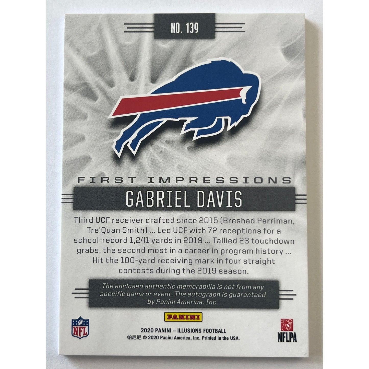 2020 Illusions Gabriel Davis First Impressions Rookie Patch Auto /299 | Local Legends Cards & Collectibles