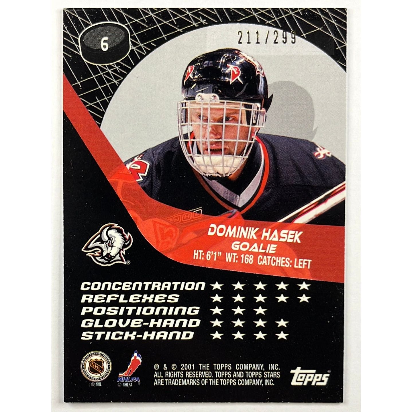 2001 Topps Stars Dominik Hasek Blue Foil Parallel /299 | Local Legends Cards & Collectibles