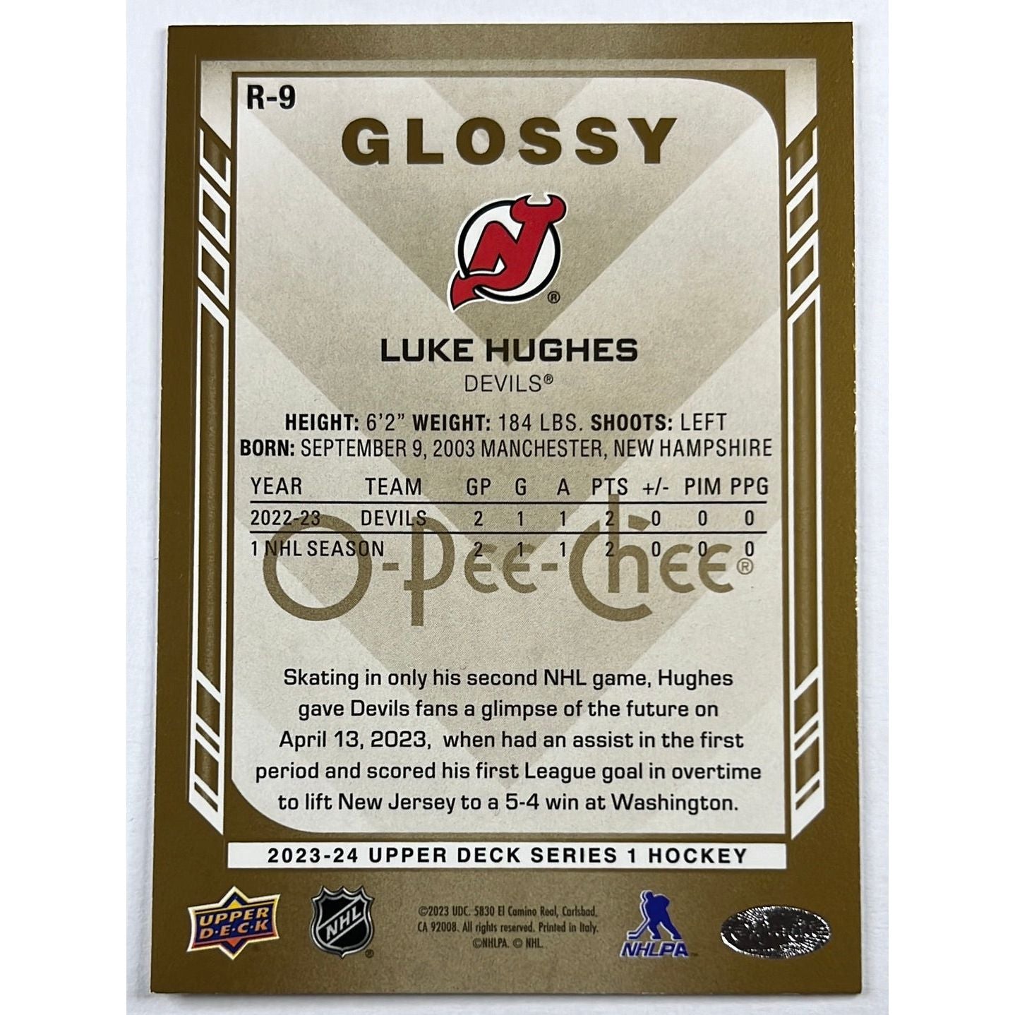 2023-24 Series 1 Luke Hughes Glossy RC | Local Legends Cards & Collectibles