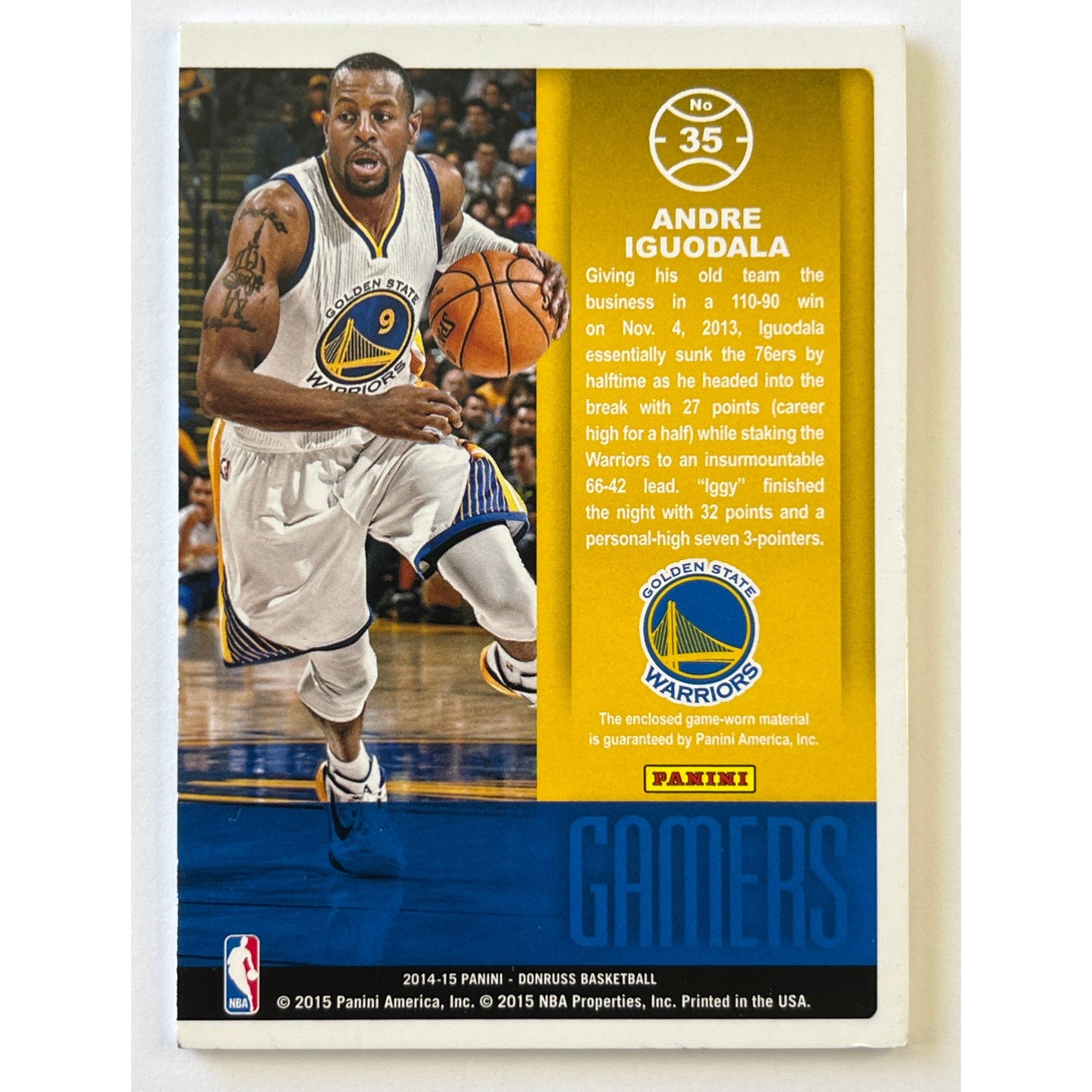 2014-15 Donruss Andre Iguodala Gamers Game Worn Patch | Local Legends Cards & Collectibles