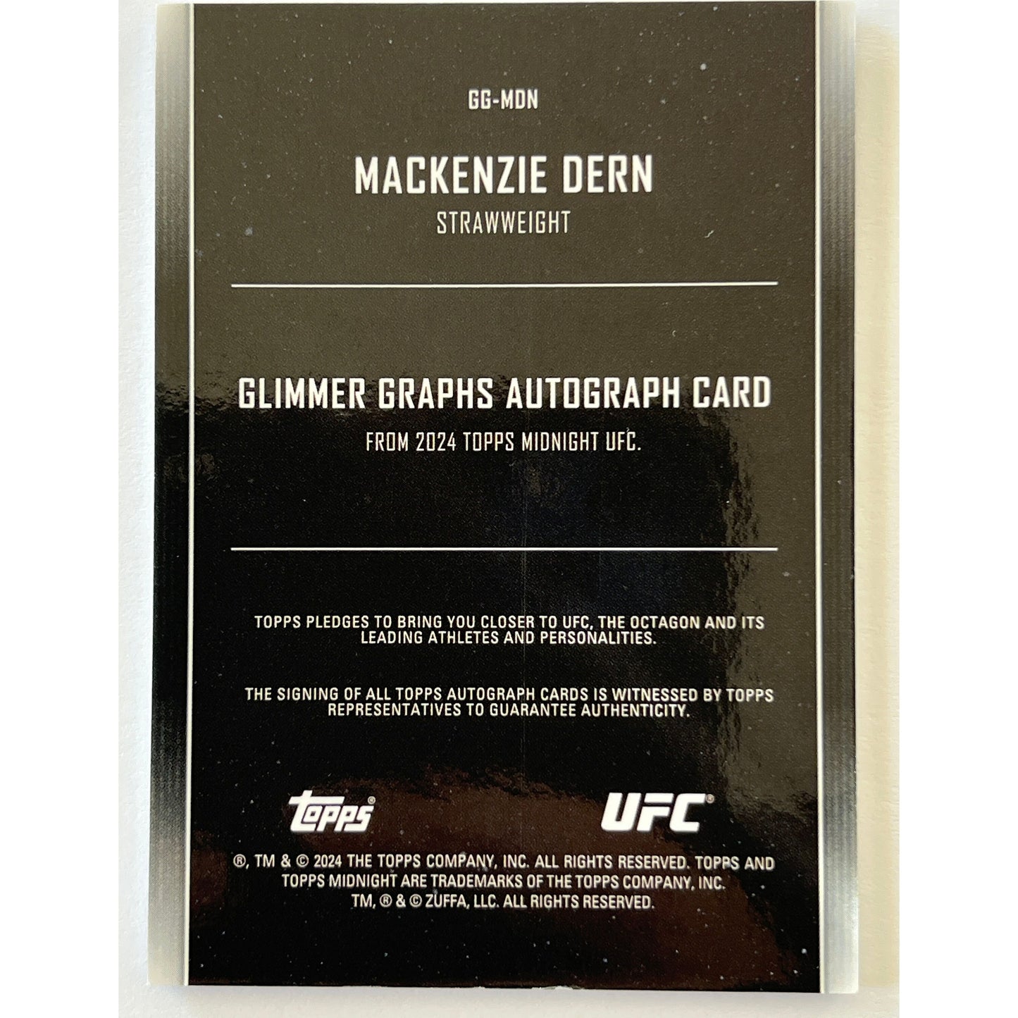 2024 Topps Midnight Mackenzie Dern Glimmer Graphs Autograph | Local Legends Cards & Collectibles