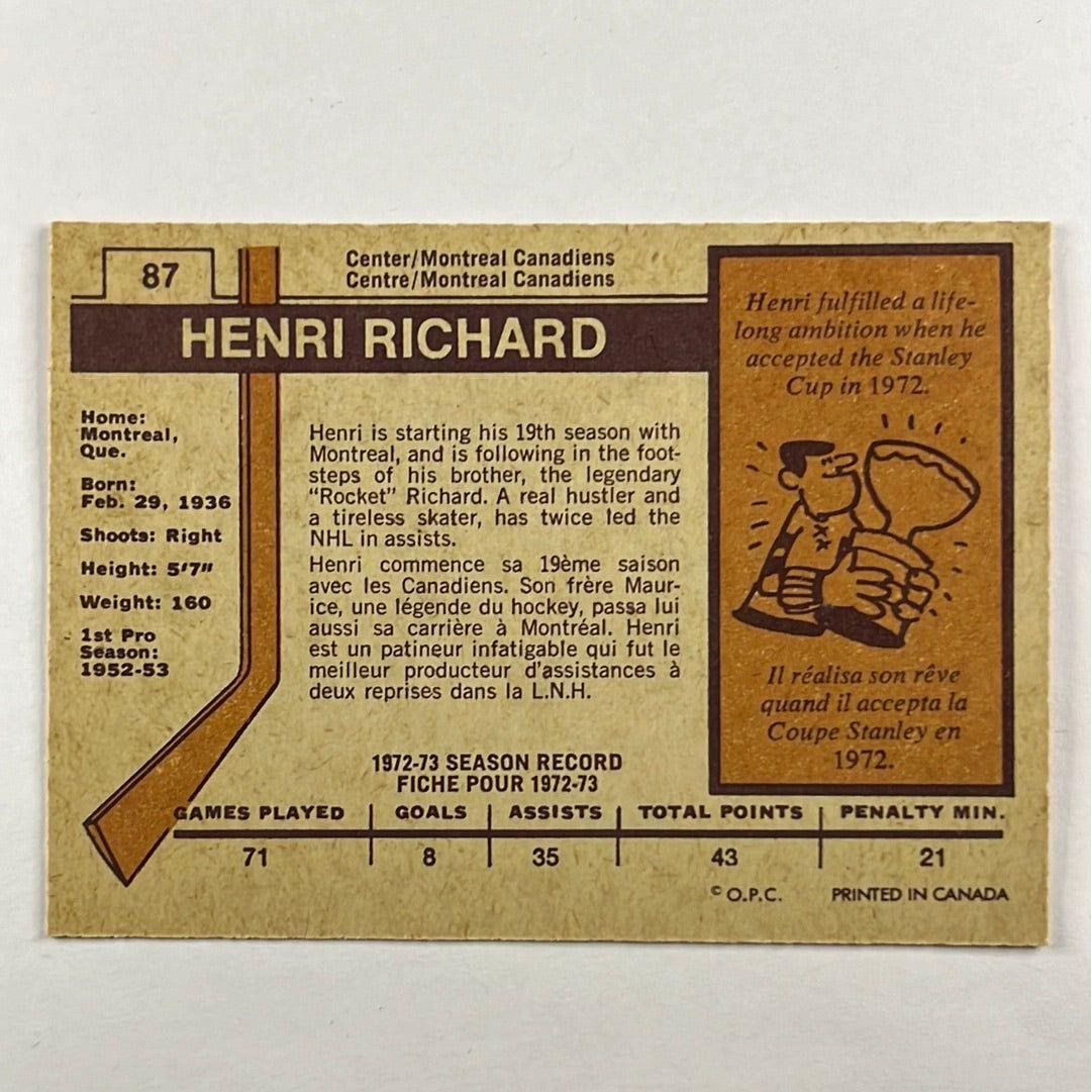 1973-74 O-Pee-Chee Henri Richard #87 | Local Legends Cards & Collectibles