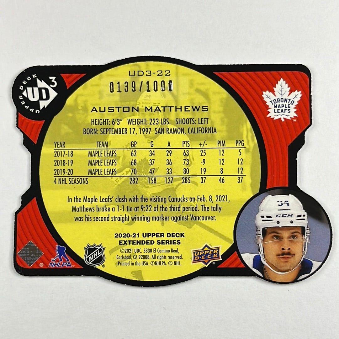 2020-21 Extended Series Auston Mathews UD3 Die Cut 139/1000 | Local Legends Cards & Collectibles
