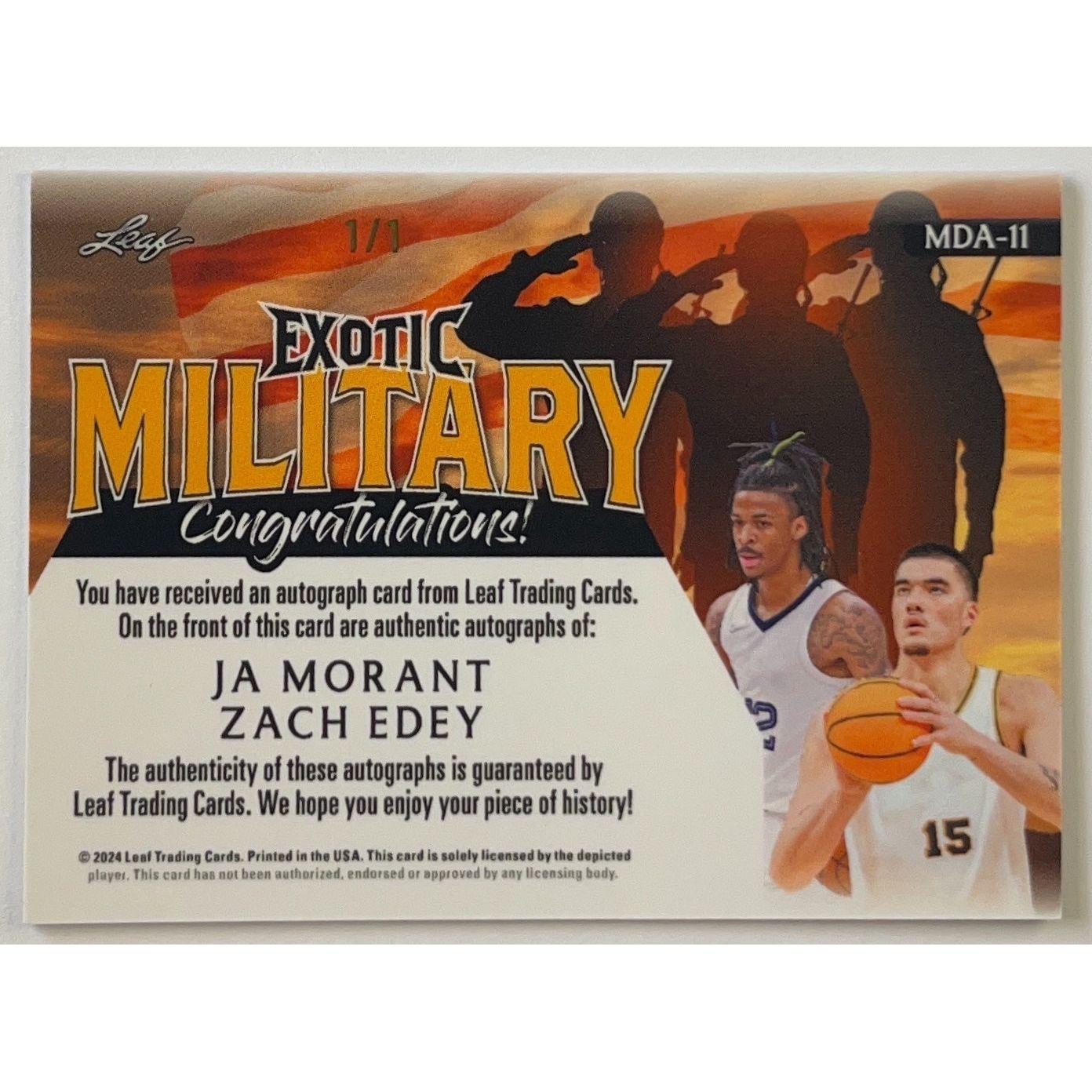 Leaf Exotic Ja Morant / Zach Edey Military Dual Auto 1/1 | Local Legends Cards & Collectibles