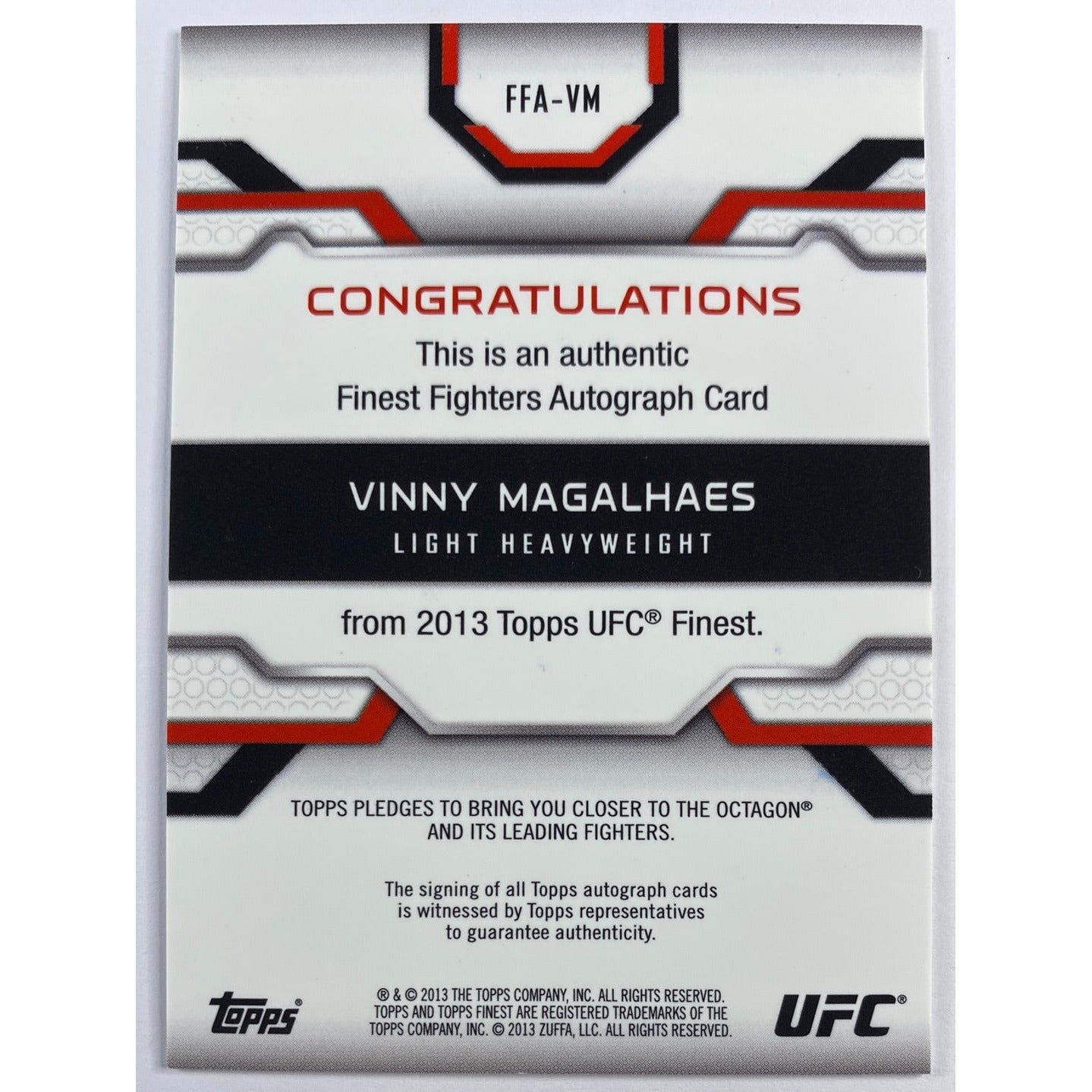 2013 Topps Finest Vinny Magalhaes Finest Fighters Auto | Local Legends Cards & Collectibles