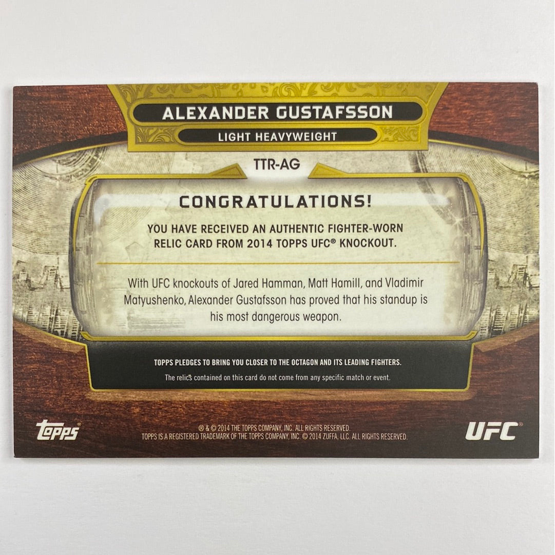 2014 Topps Knockout Alexander Gustafsson Amethyst Sluggin Swede Fighter Worn Relic /27 | Local Legends Cards & Collectibles