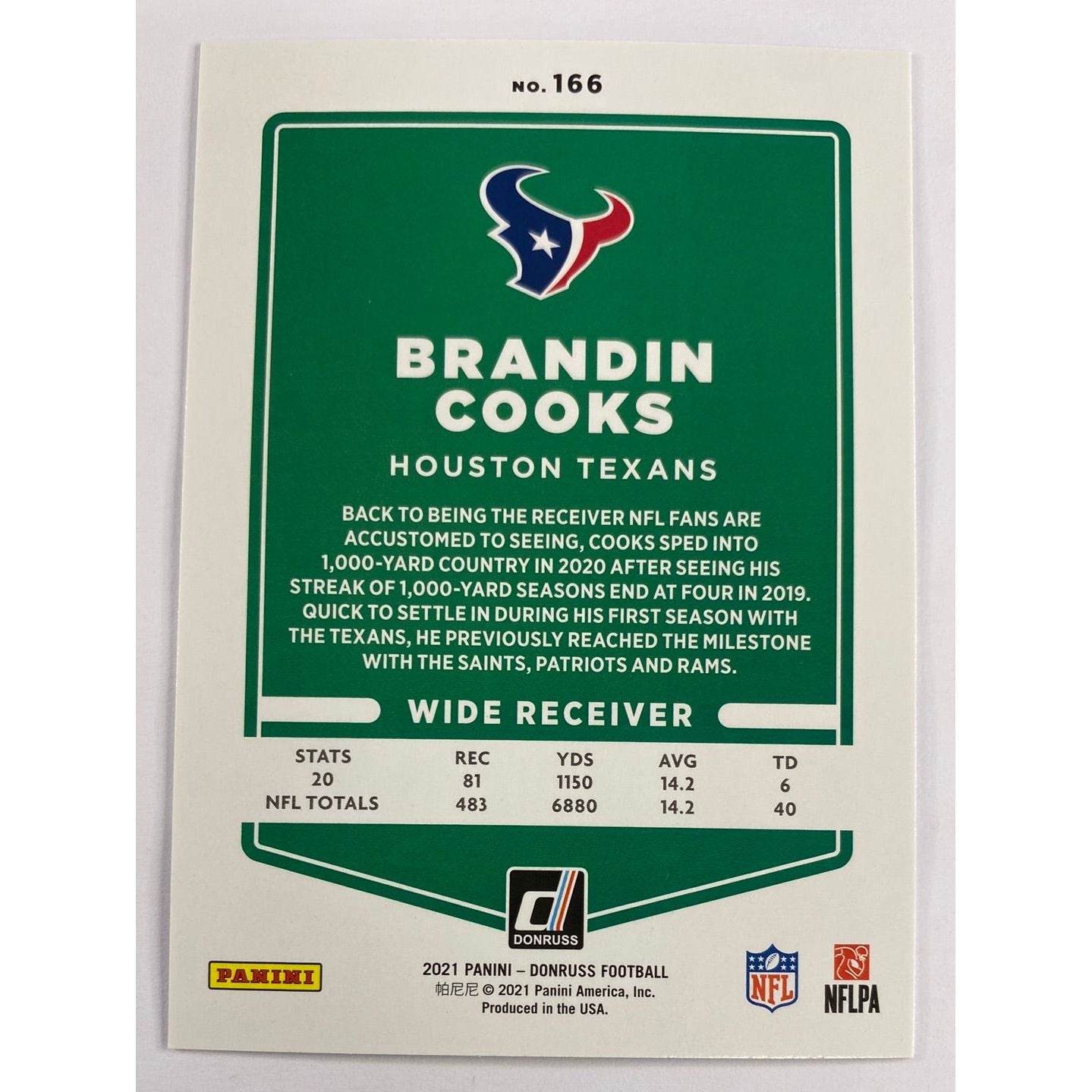 2021 Donruss Brandin Cooks Blue Press Proof | Local Legends Cards & Collectibles