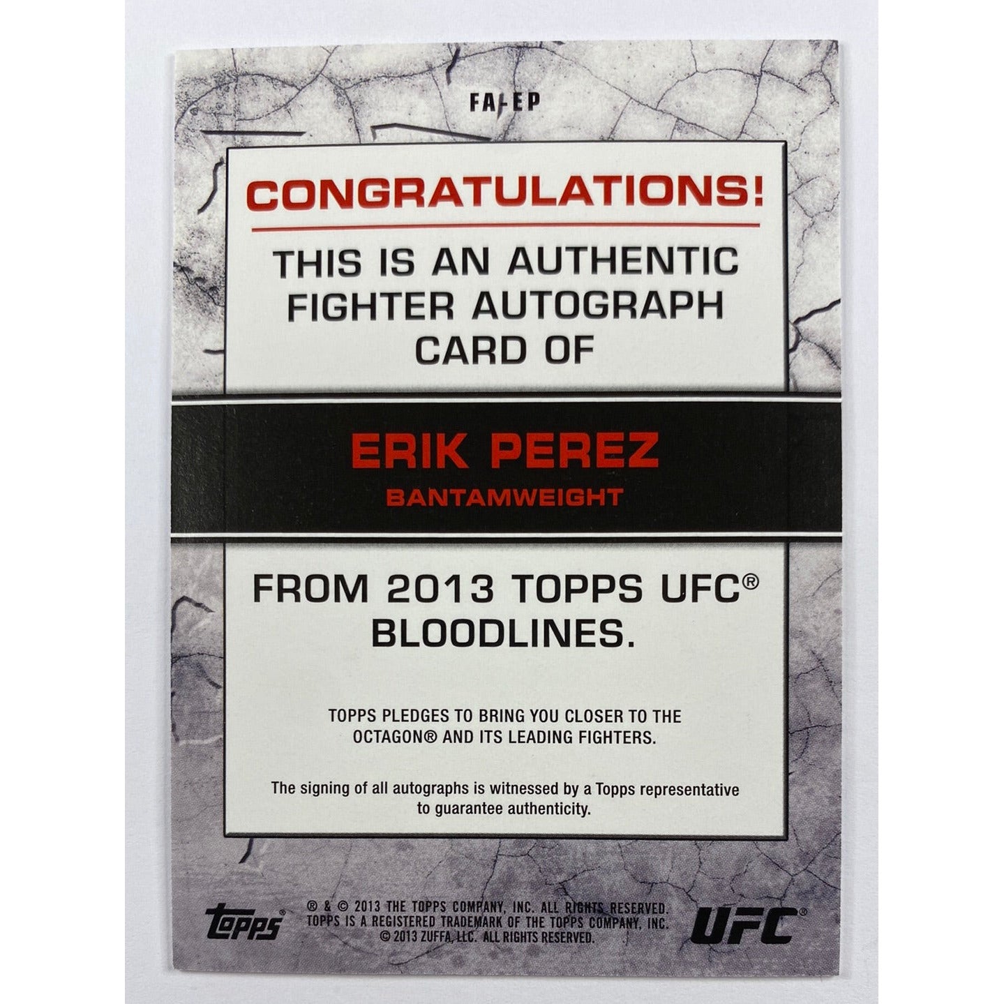 2013 Topps Bloodlines Erik Perez 1st Auto | Local Legends Cards & Collectibles