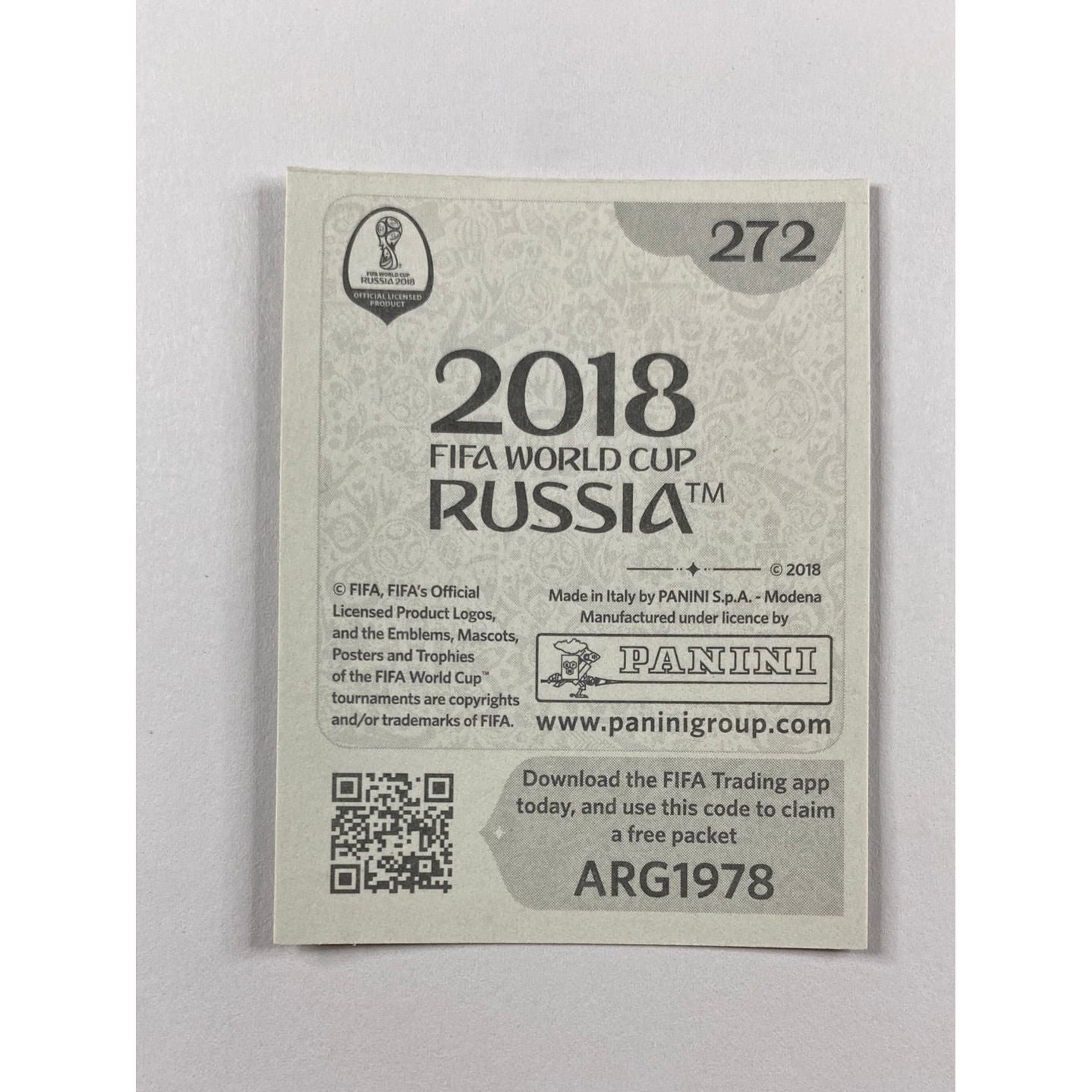 2018 World Cup Russia Sticker Collection Argentina #272 | Local Legends Cards & Collectibles