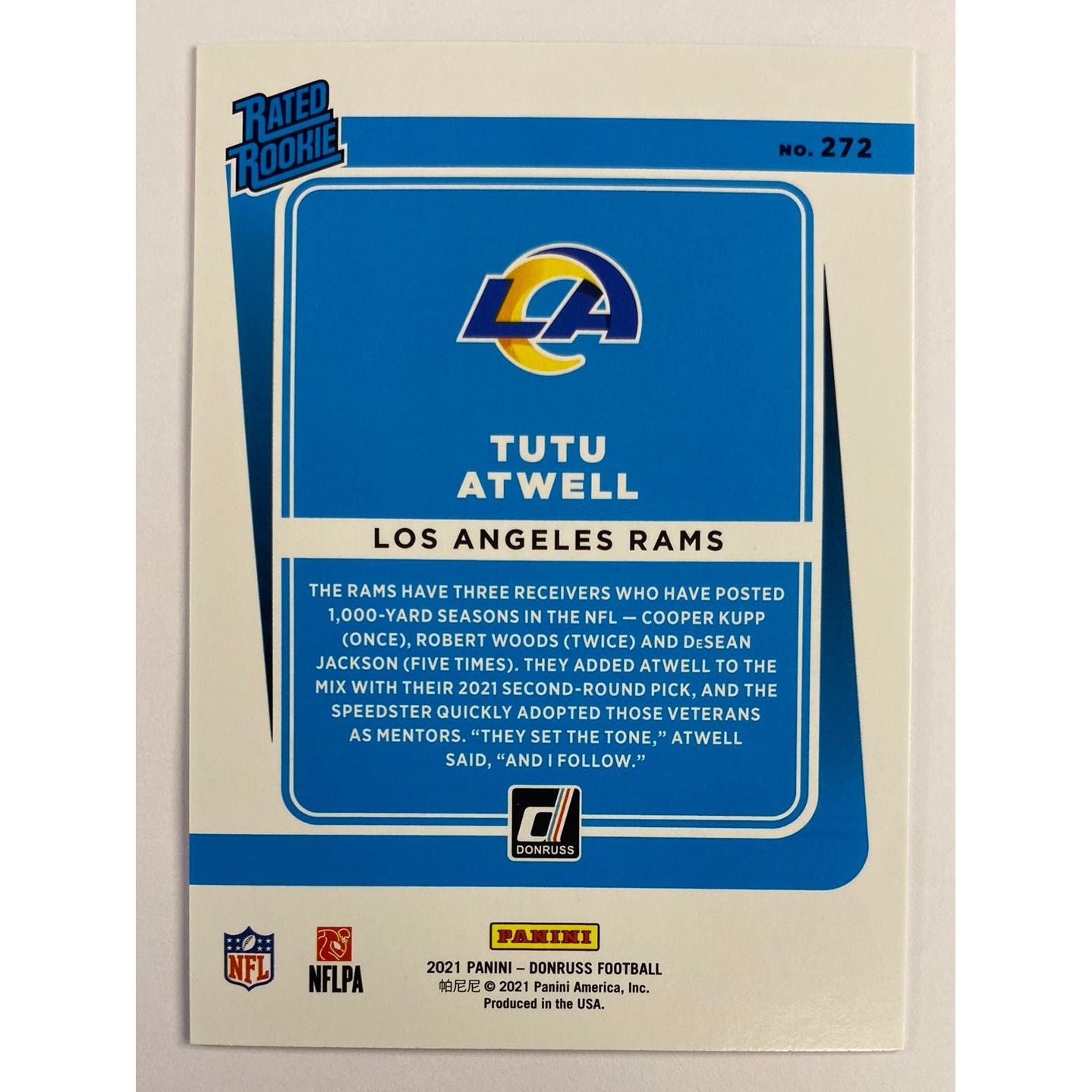 2021 Donruss Tutu Atwell Blue Press Proof Rated Rookie | Local Legends Cards & Collectibles