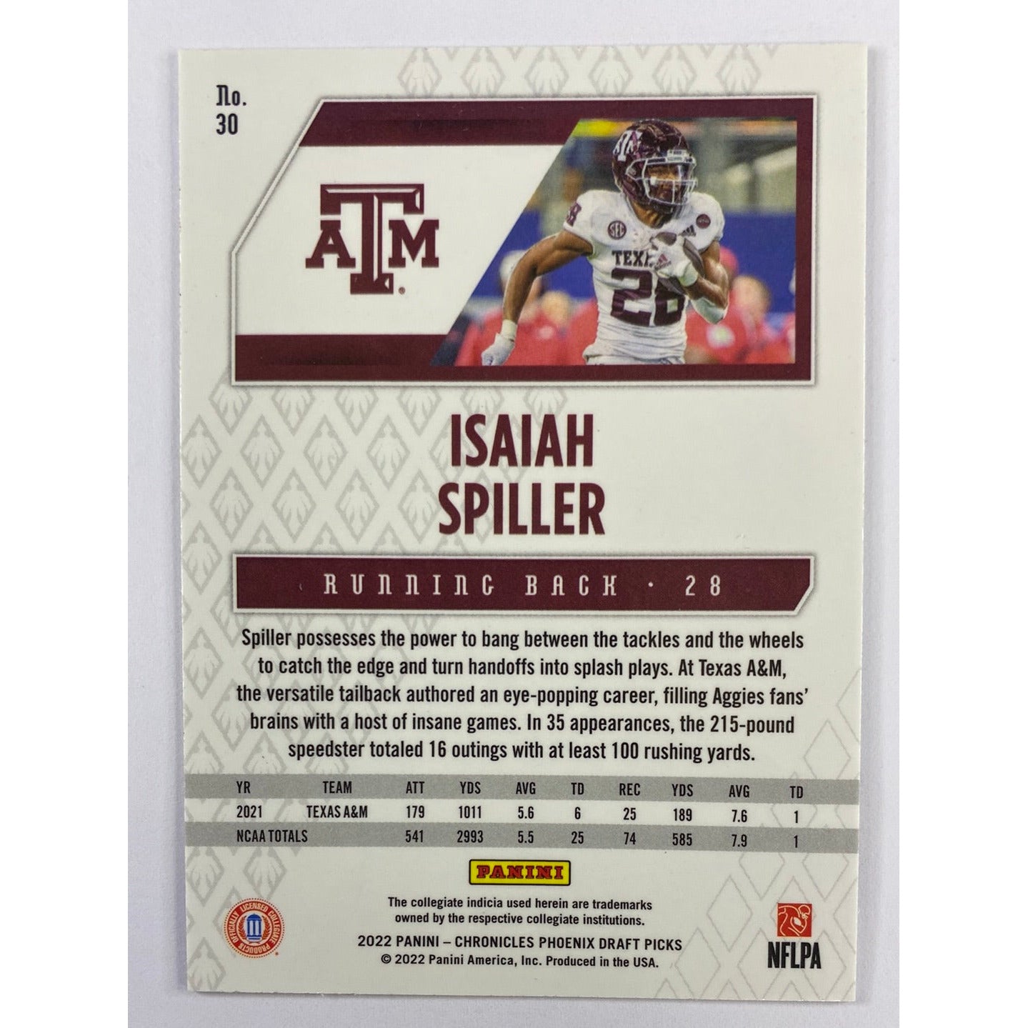 2022 Phoenix Draft Picks Isaiah Spiller Silver Holo Prizm RC | Local Legends Cards & Collectibles