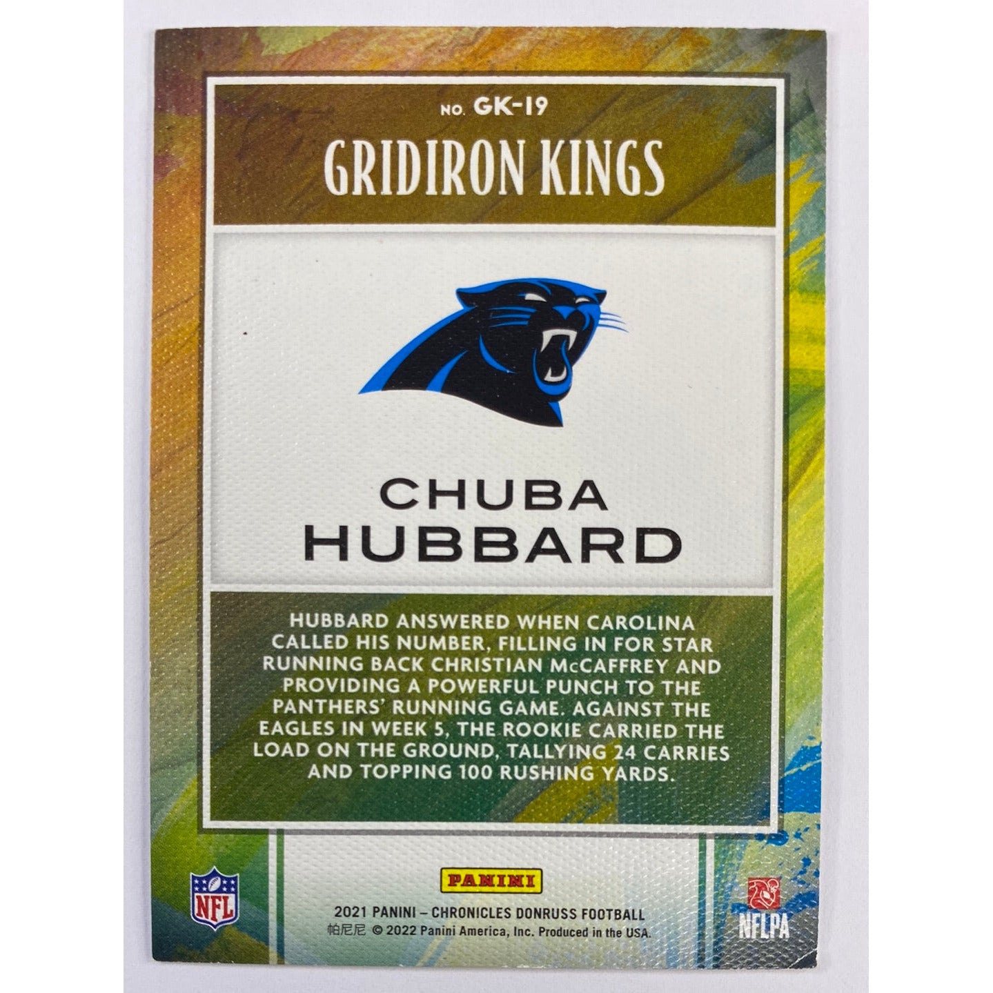 2021 Donruss Chuba Hubbard Gridiron Kings Pink | Local Legends Cards & Collectibles