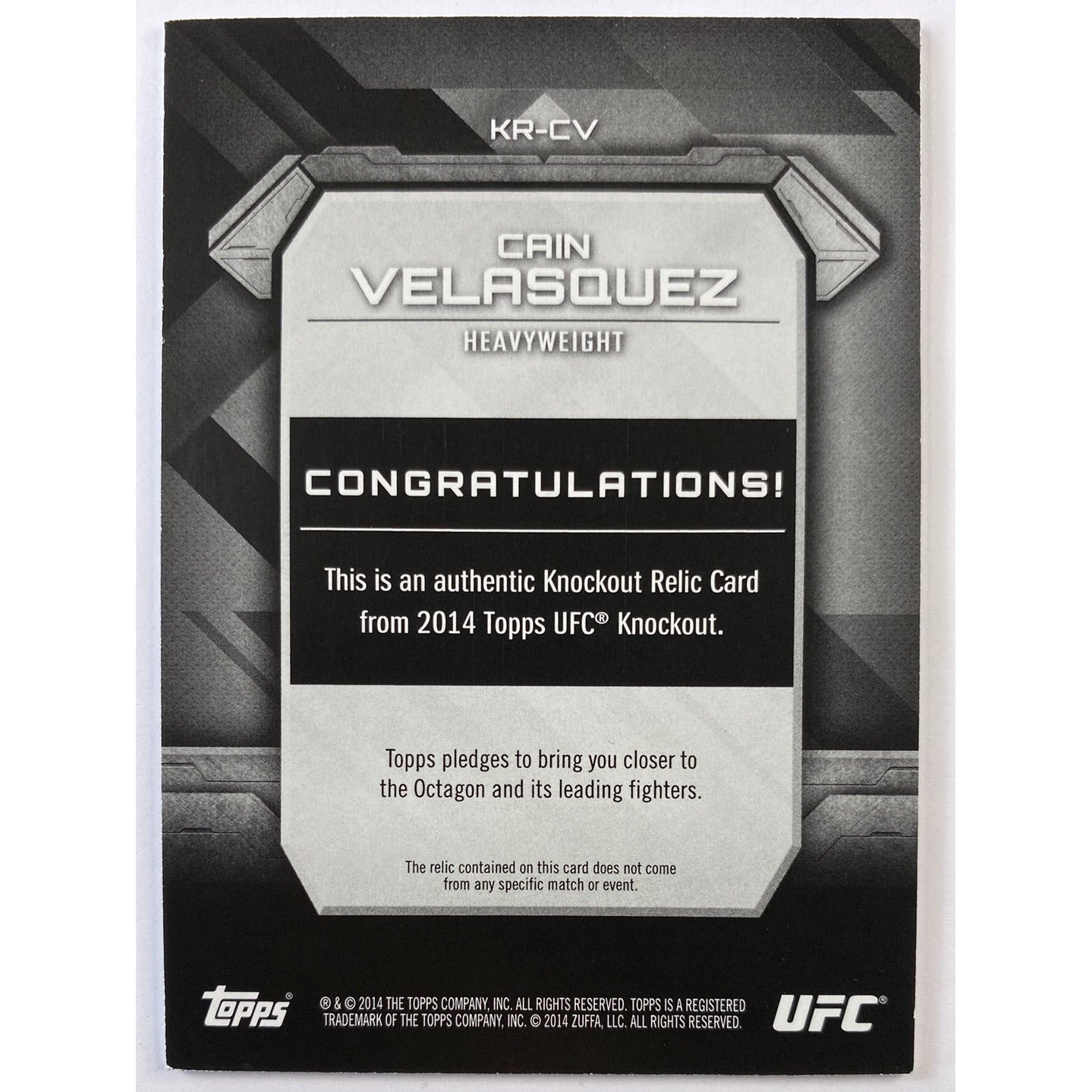 2014 Topps Knockout Cain Velasquez Fighter Worn Relic /188 | Local Legends Cards & Collectibles