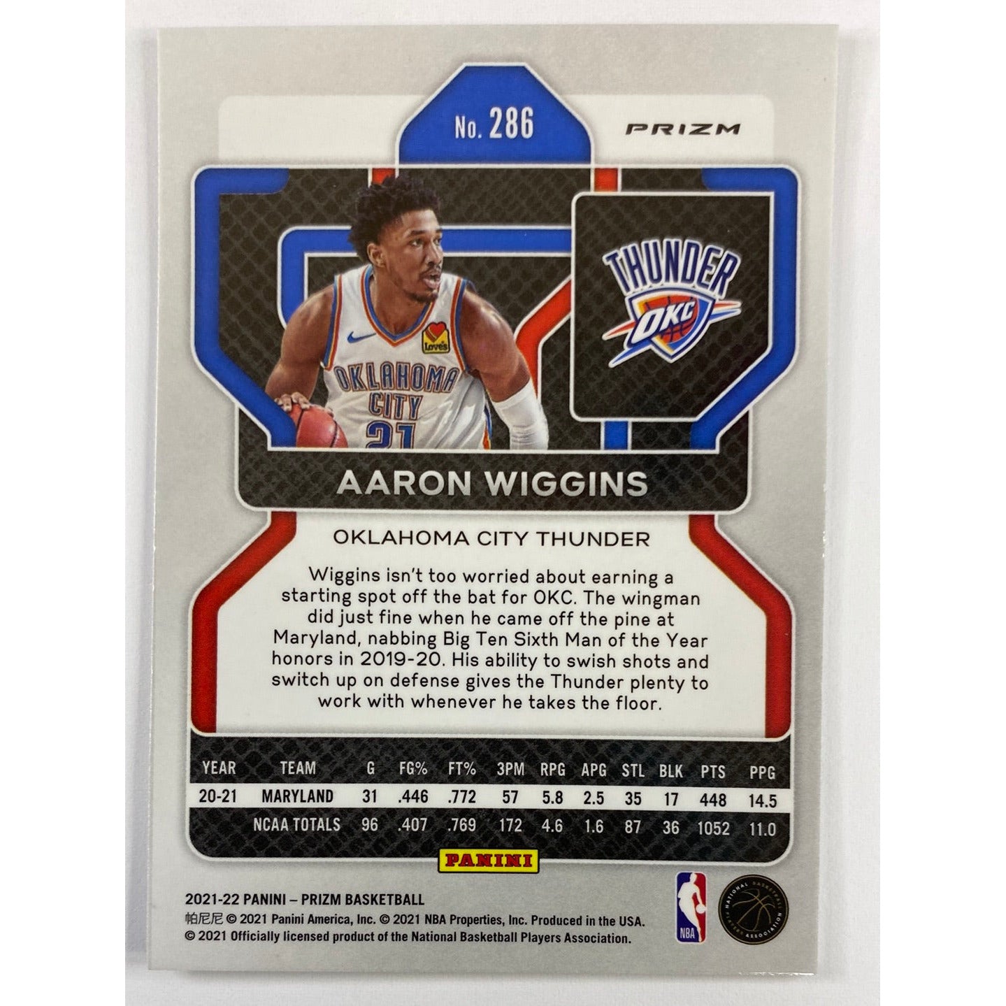 2021-22 Panini Prizm Aaron Wiggins Silver Holo Prizm RC | Local Legends Cards & Collectibles