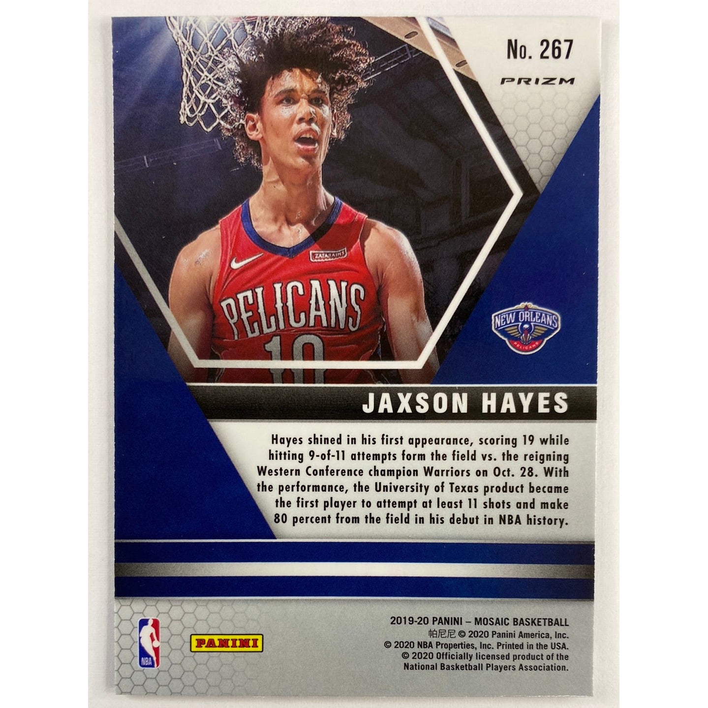 2019-20 Mosaic Jaxson Hayes NBA Debut Green Mosaic Prizm RC | Local Legends Cards & Collectibles