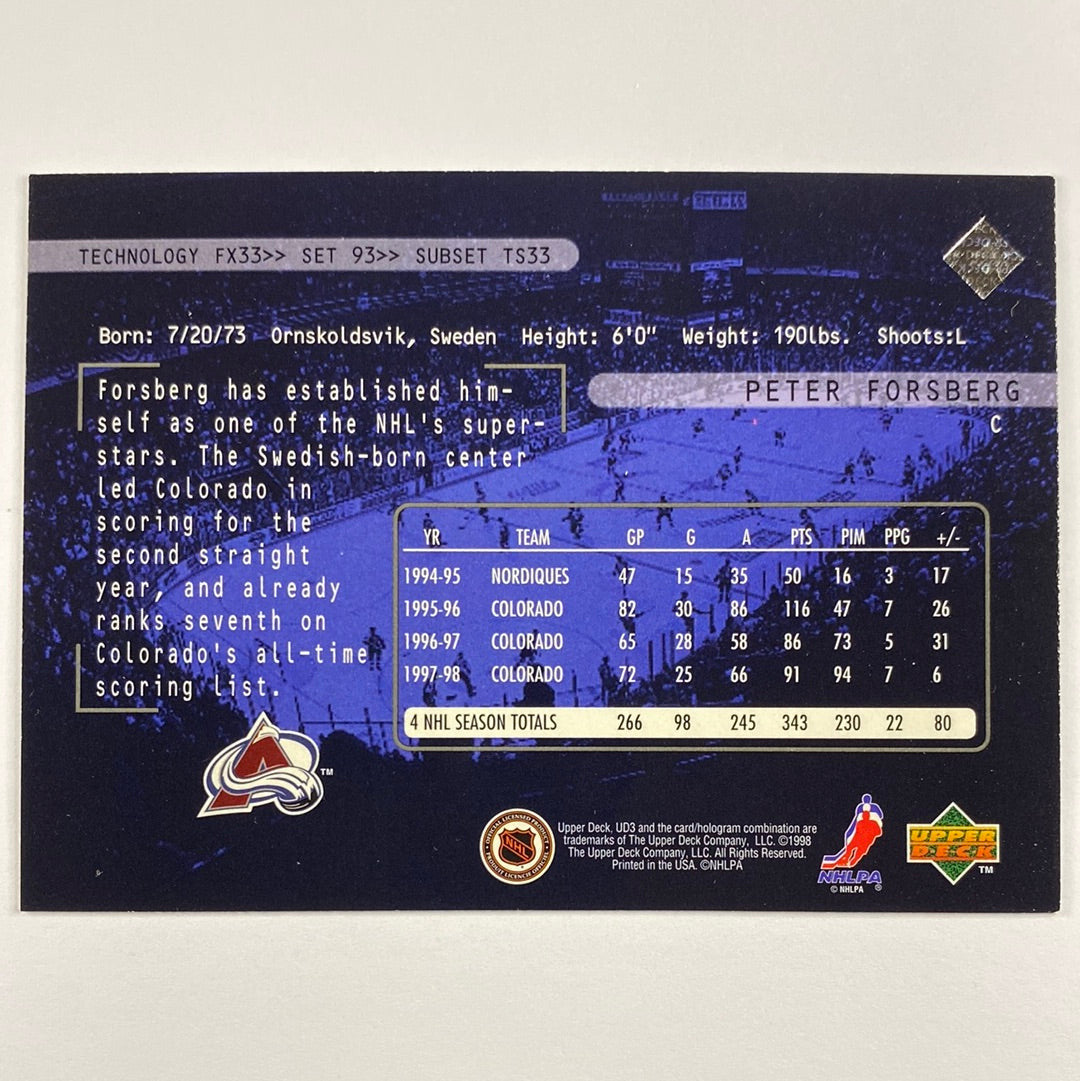 1998-99 UD3 Peter Forsberg Three Star Spotlight | Local Legends Cards & Collectibles